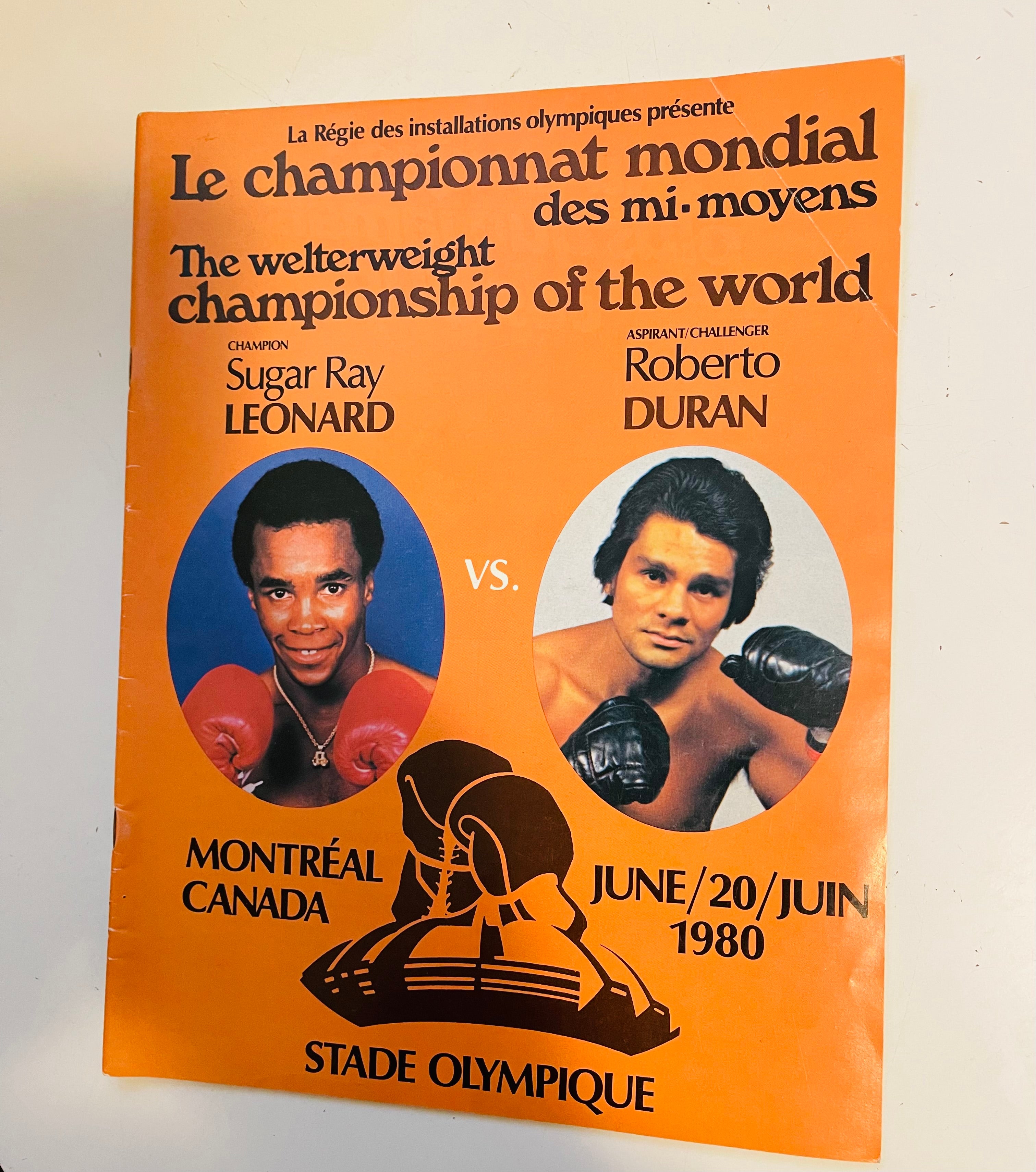 Boxing Leonard vs Duran original program 1980