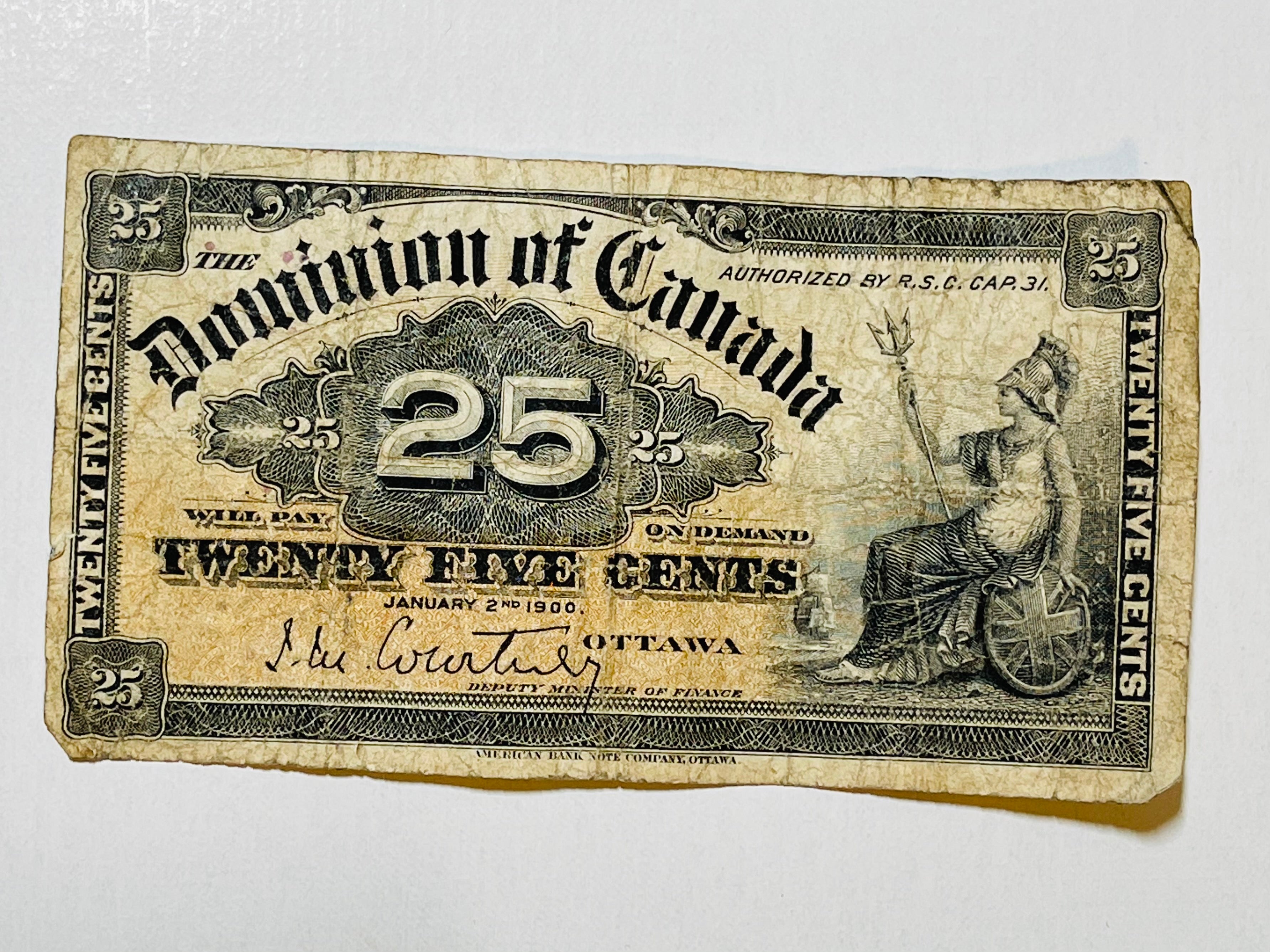 Dominion of Canada 25 cent vintage Bill 1900s series