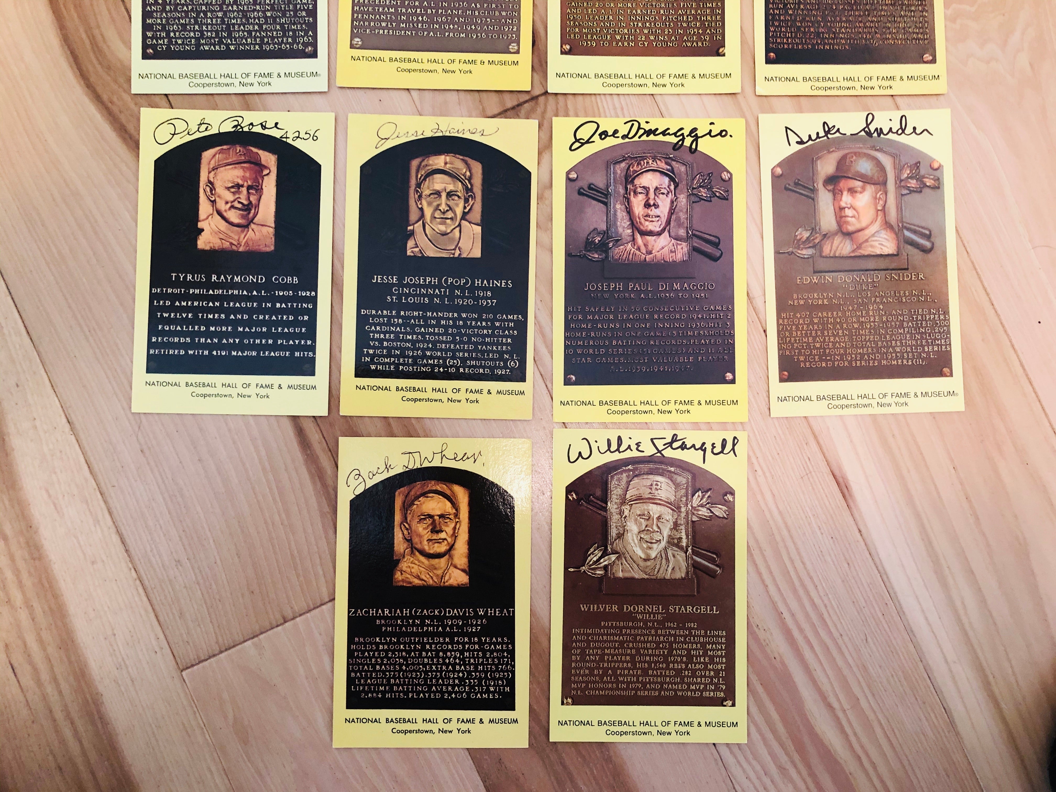 Baseball Hall of Fame 12 signed postcards by legends with COA