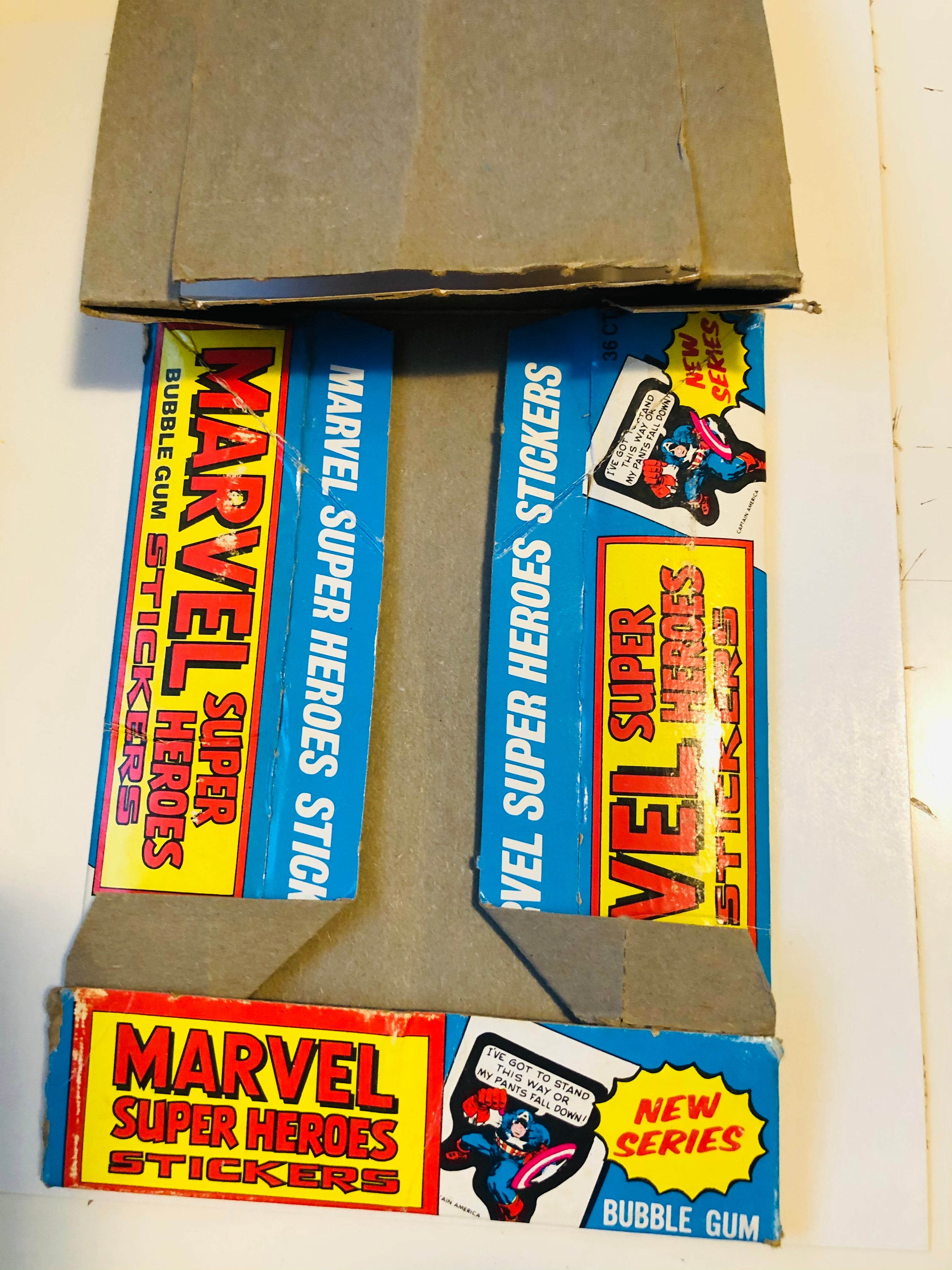 1975 Topps Marvel Superheroes stickers rare empty display box