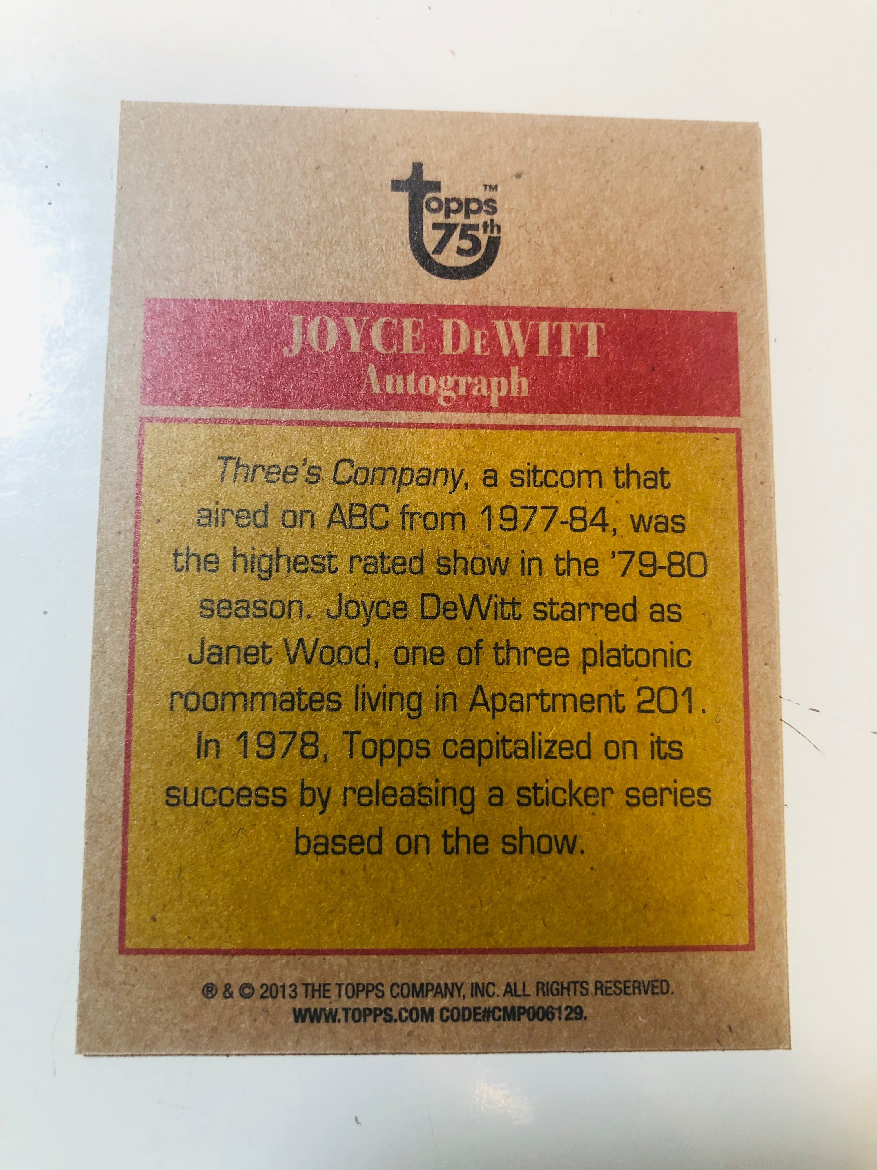 Three’s Company Joyce DeWitt autograph insert card