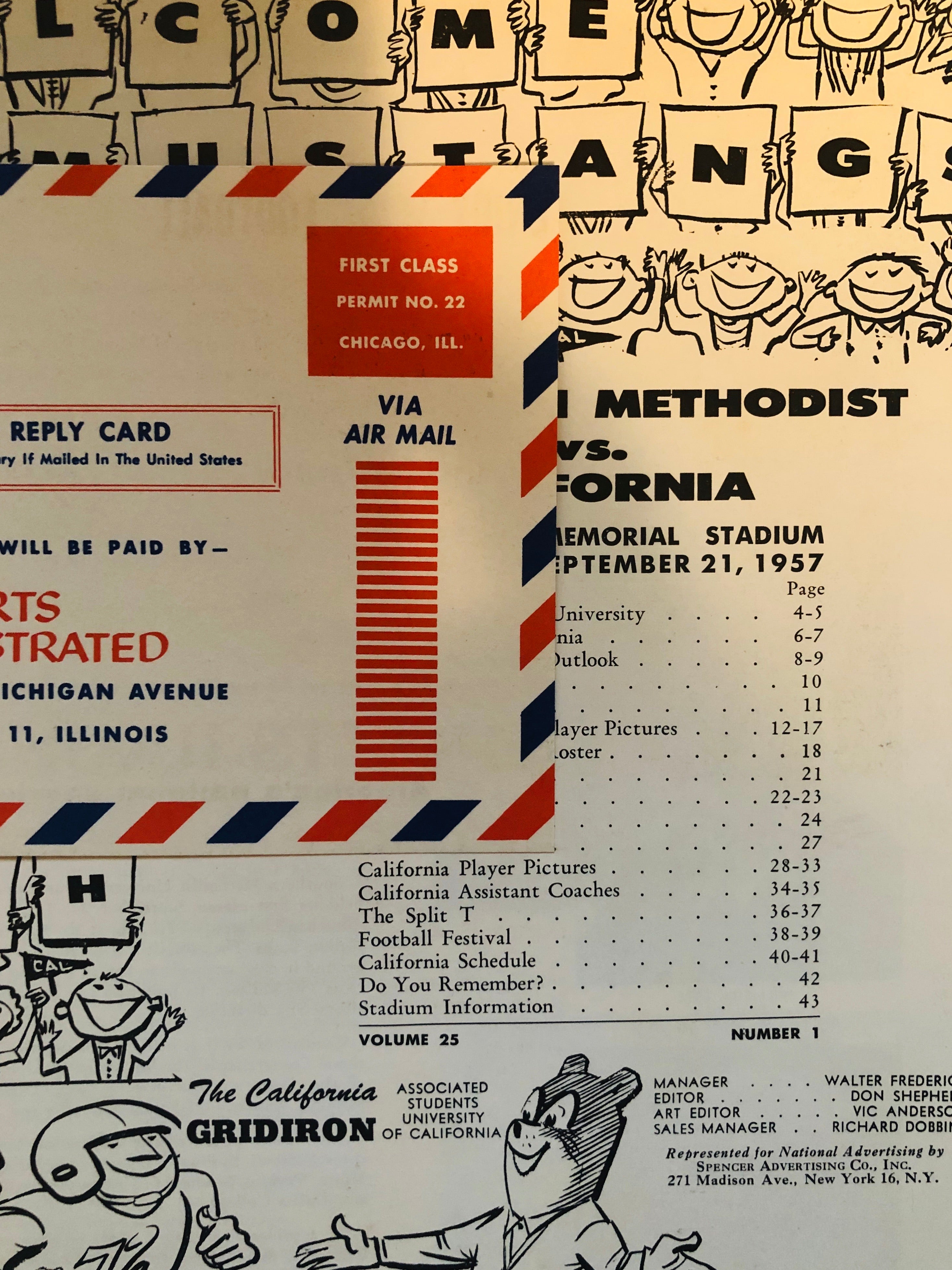1957 Football game program SMU vs California