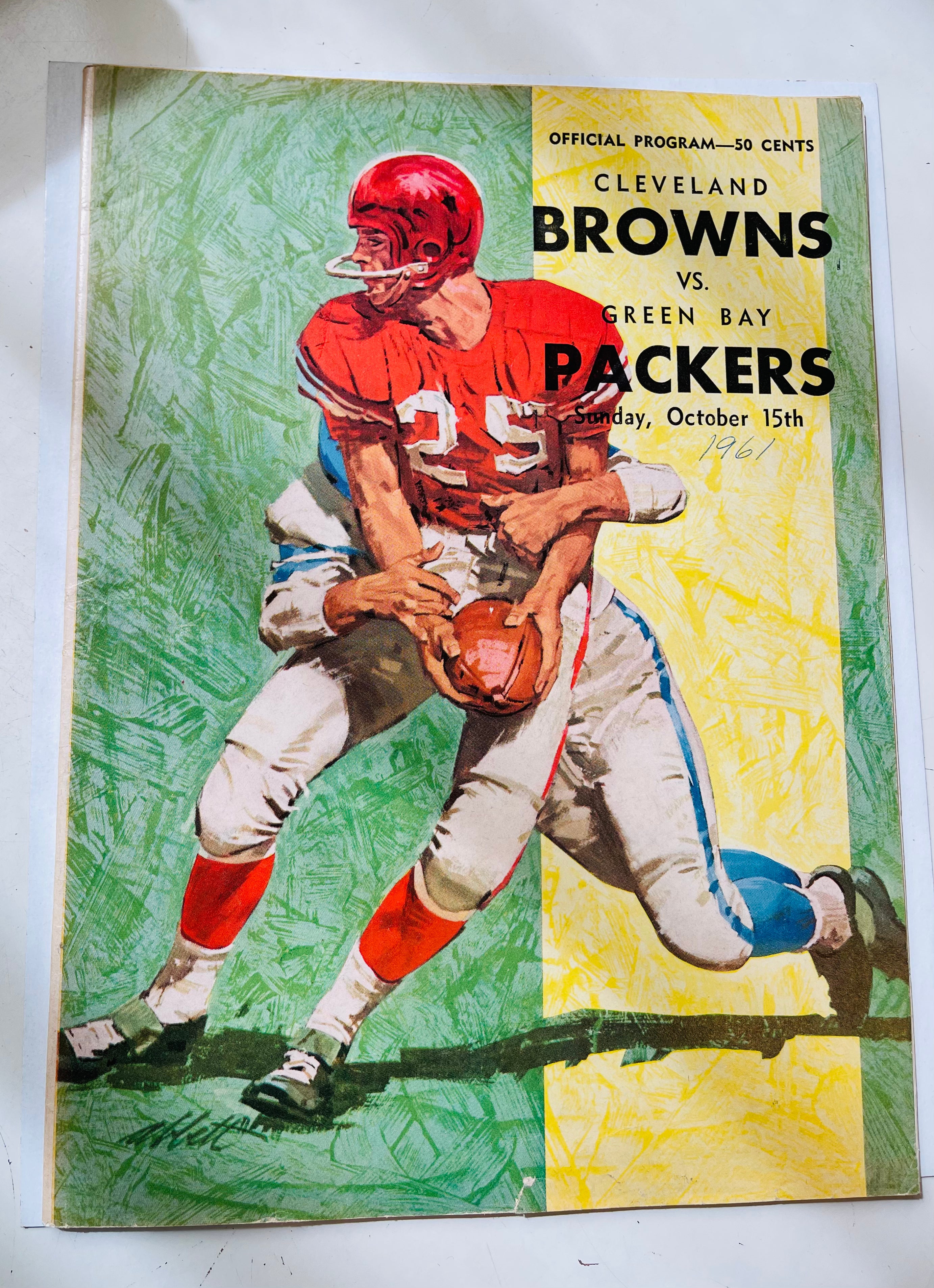 1961 Cleveland Browns vs Green Bay Packers rare game football program