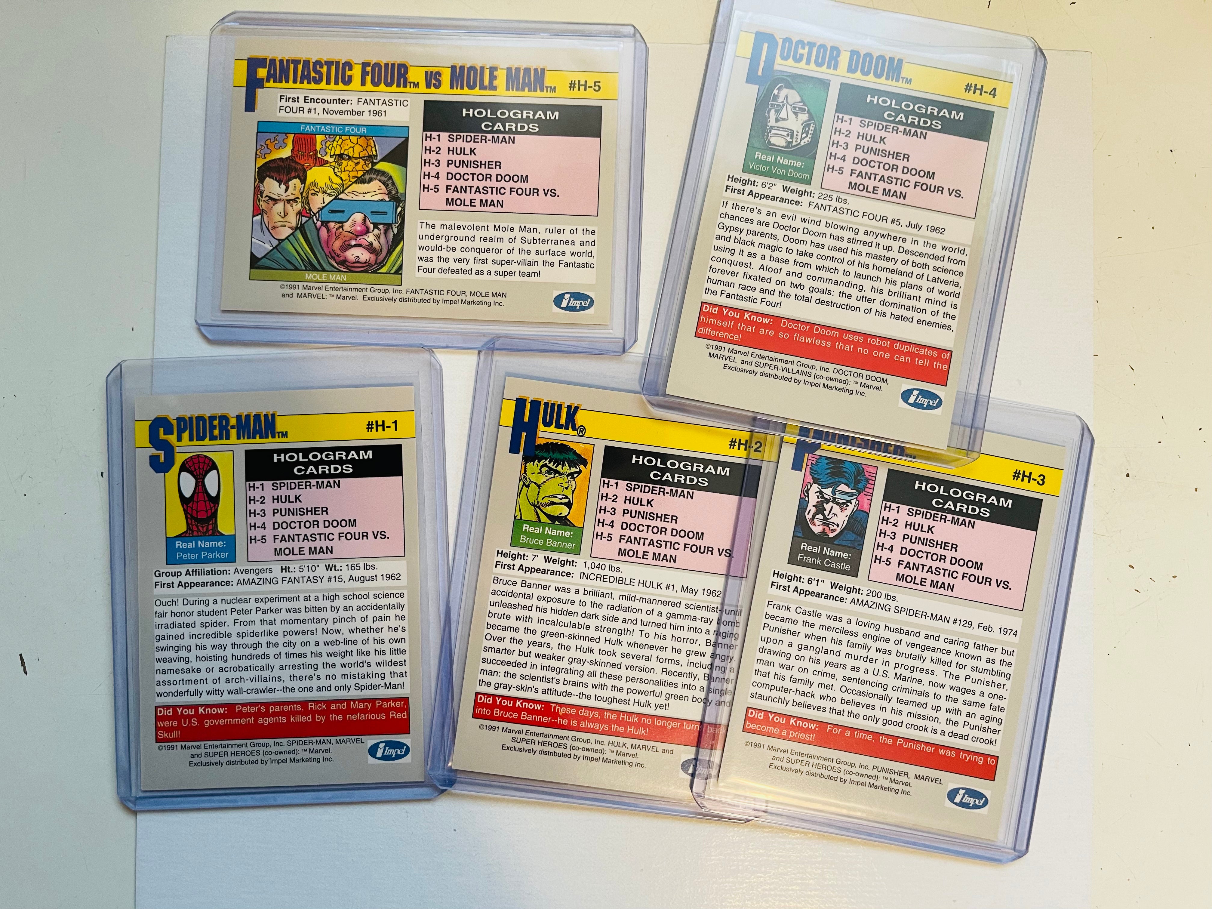 Marvel Universe series 1 rare hologram insert cards set
