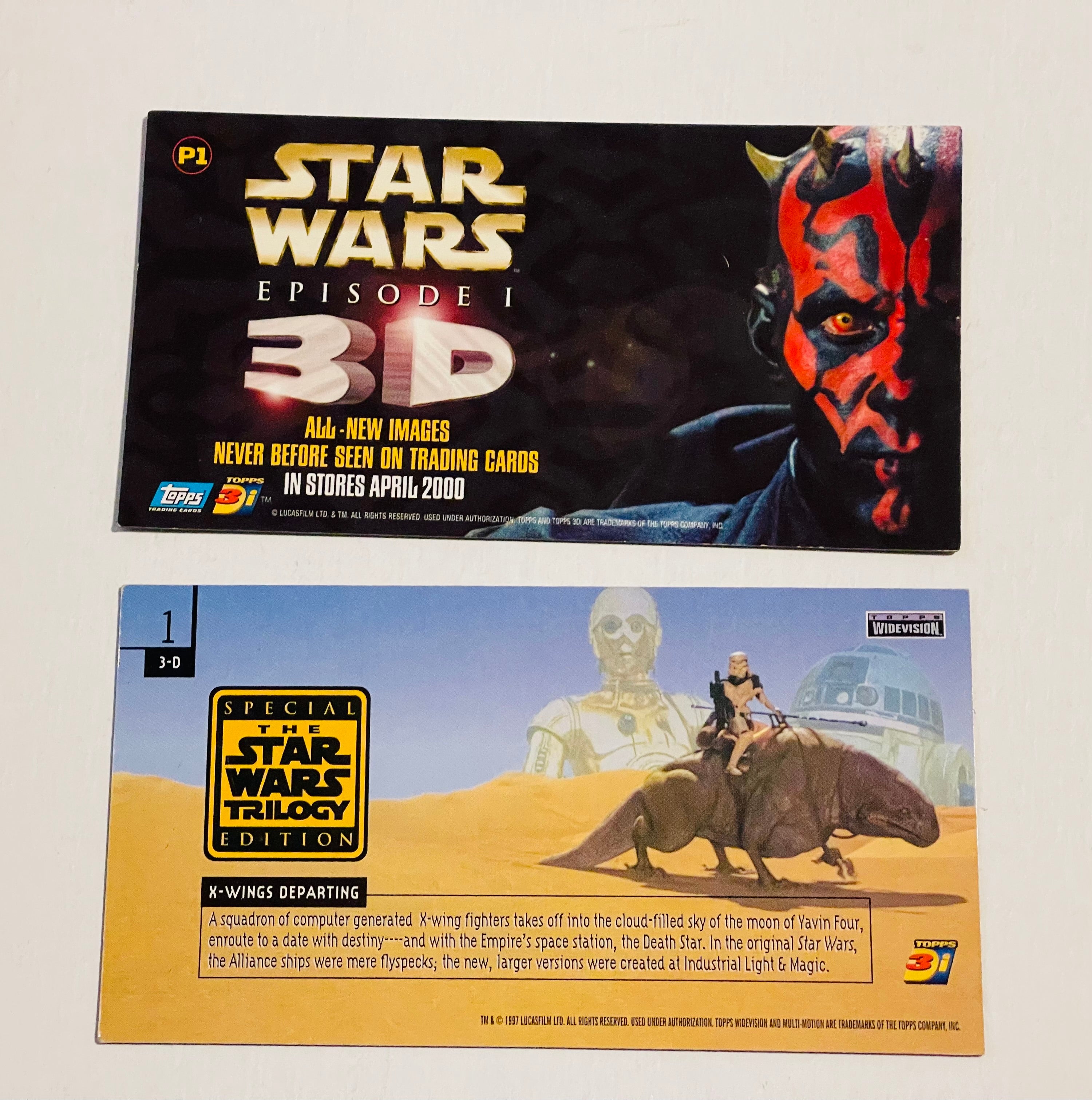 Star Wars movie two rare Lenticular cards, promo and insert