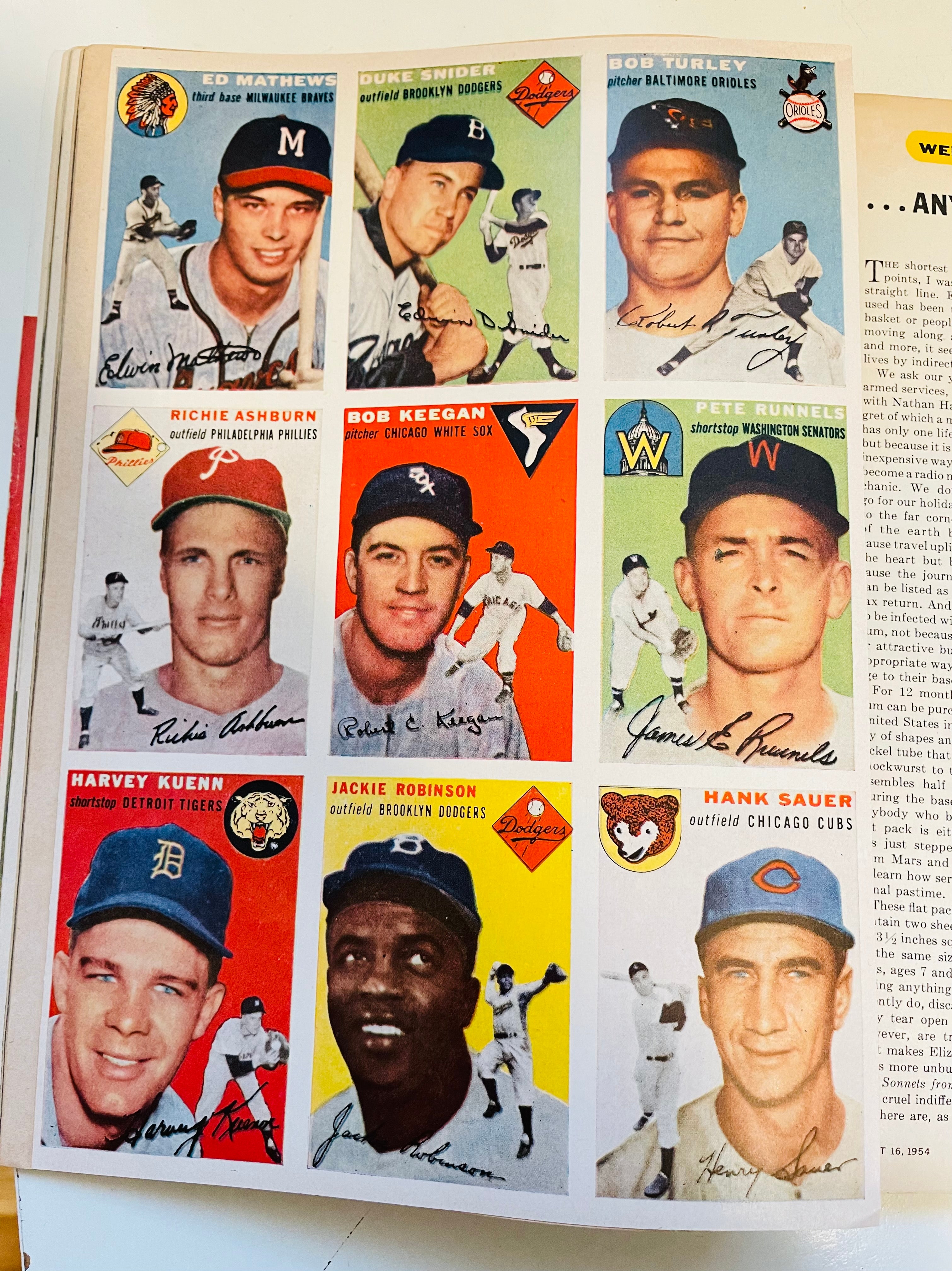 Sports Illustrated #1 rare first issue with Topps baseball cards sheet 1954