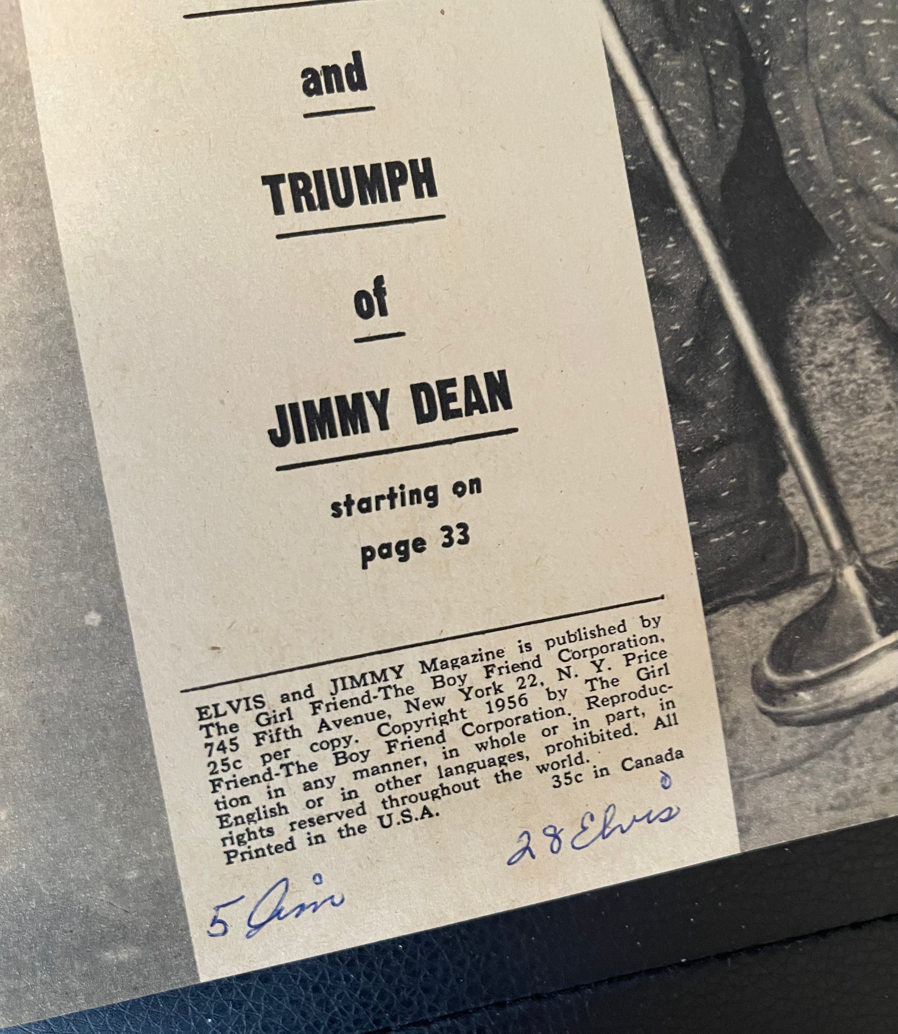 1956 Elvis / James Dean rare movie magazine