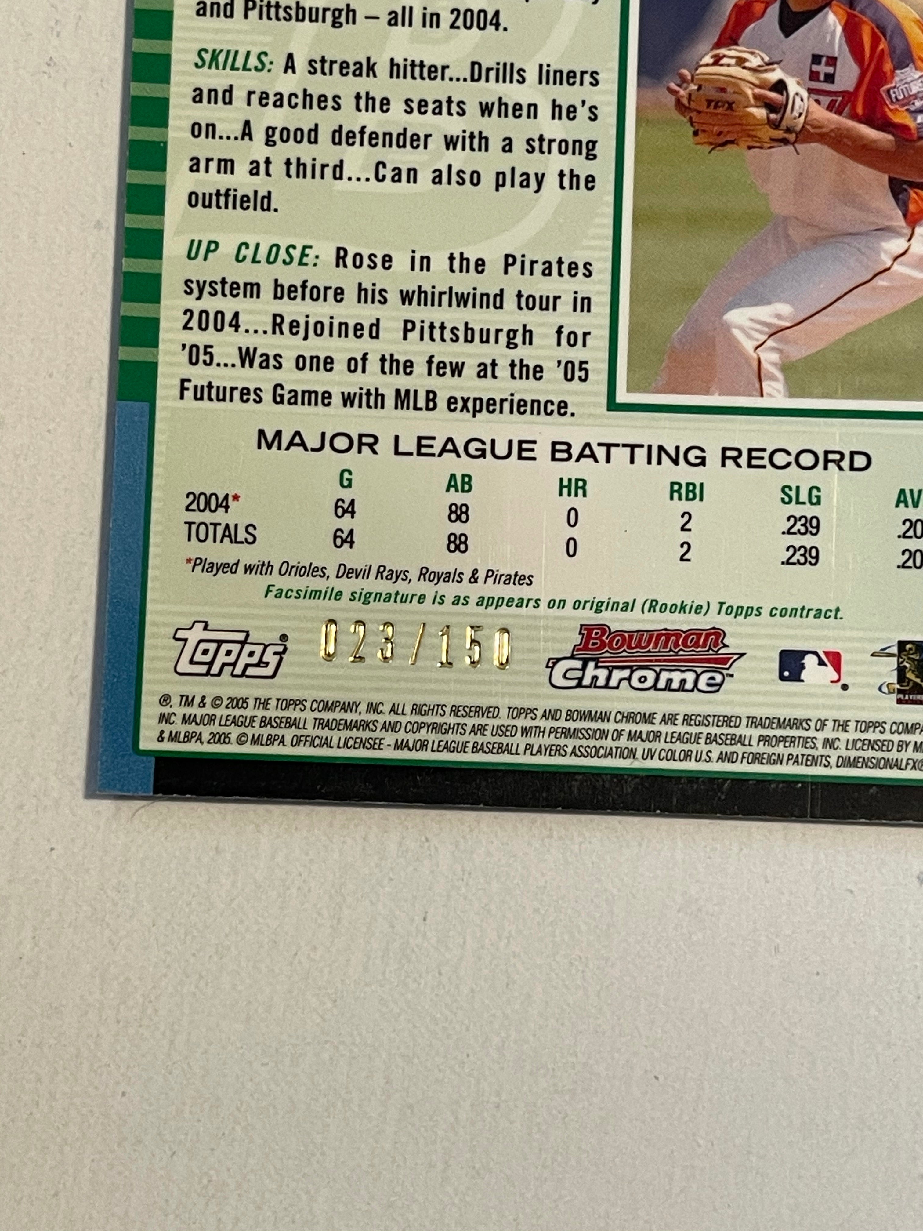 Jose Bautista Bowman Chrome Blue rookie refractor #23/150 baseball card 2005