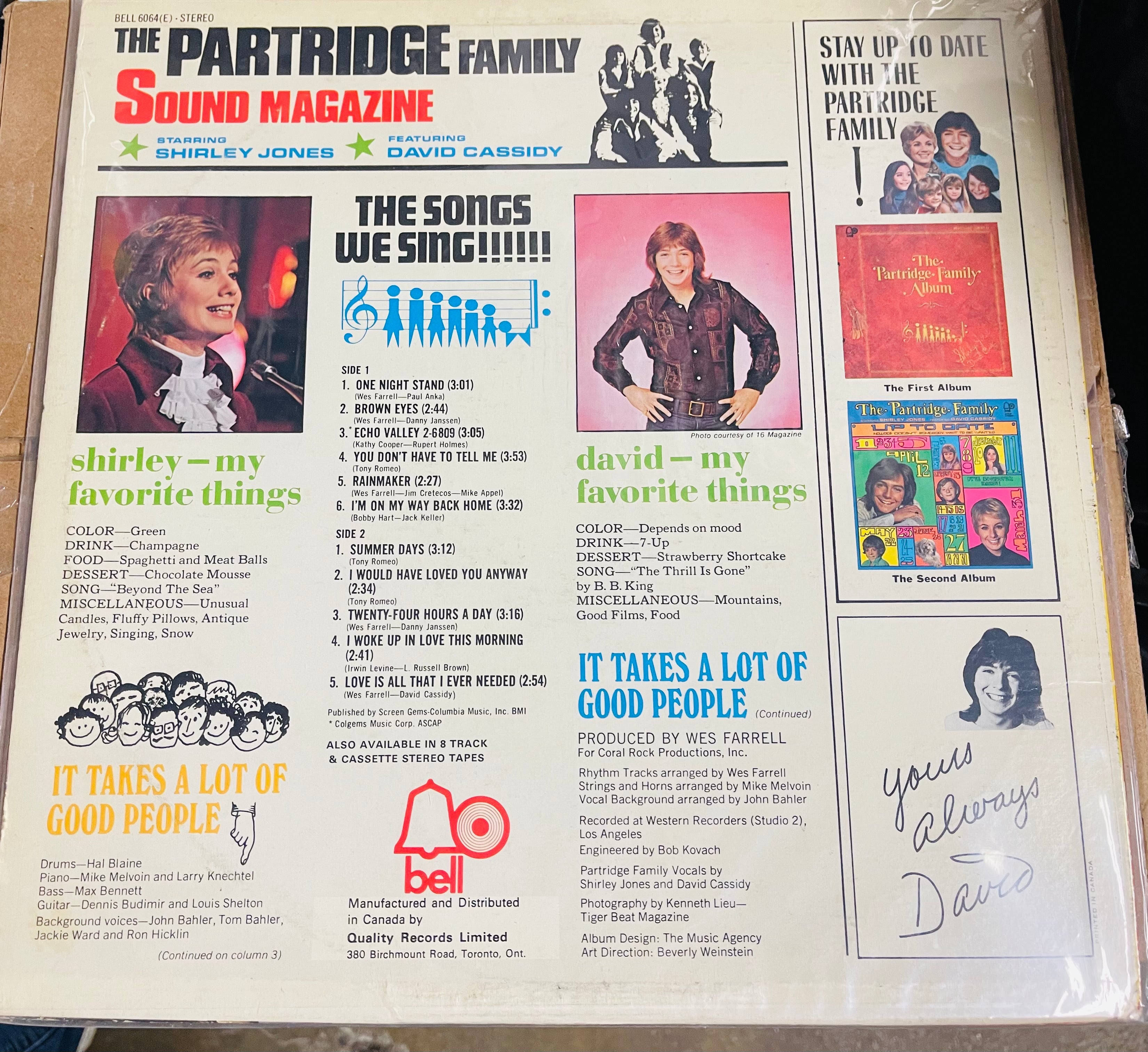 Partridge family vintage record album 1970s