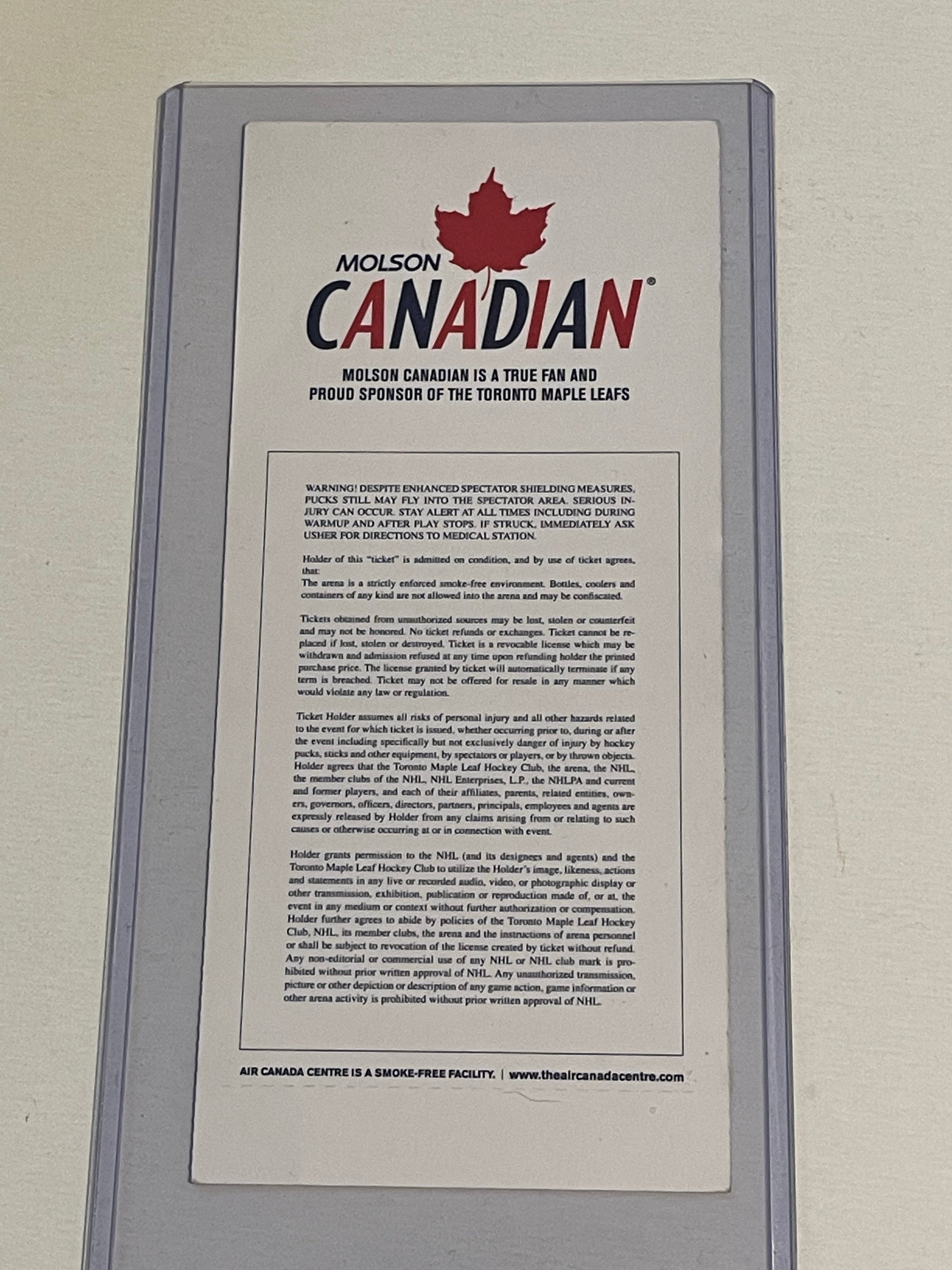 Mats Sundin Toronto Maple Leafs hockey game full ticket 2007