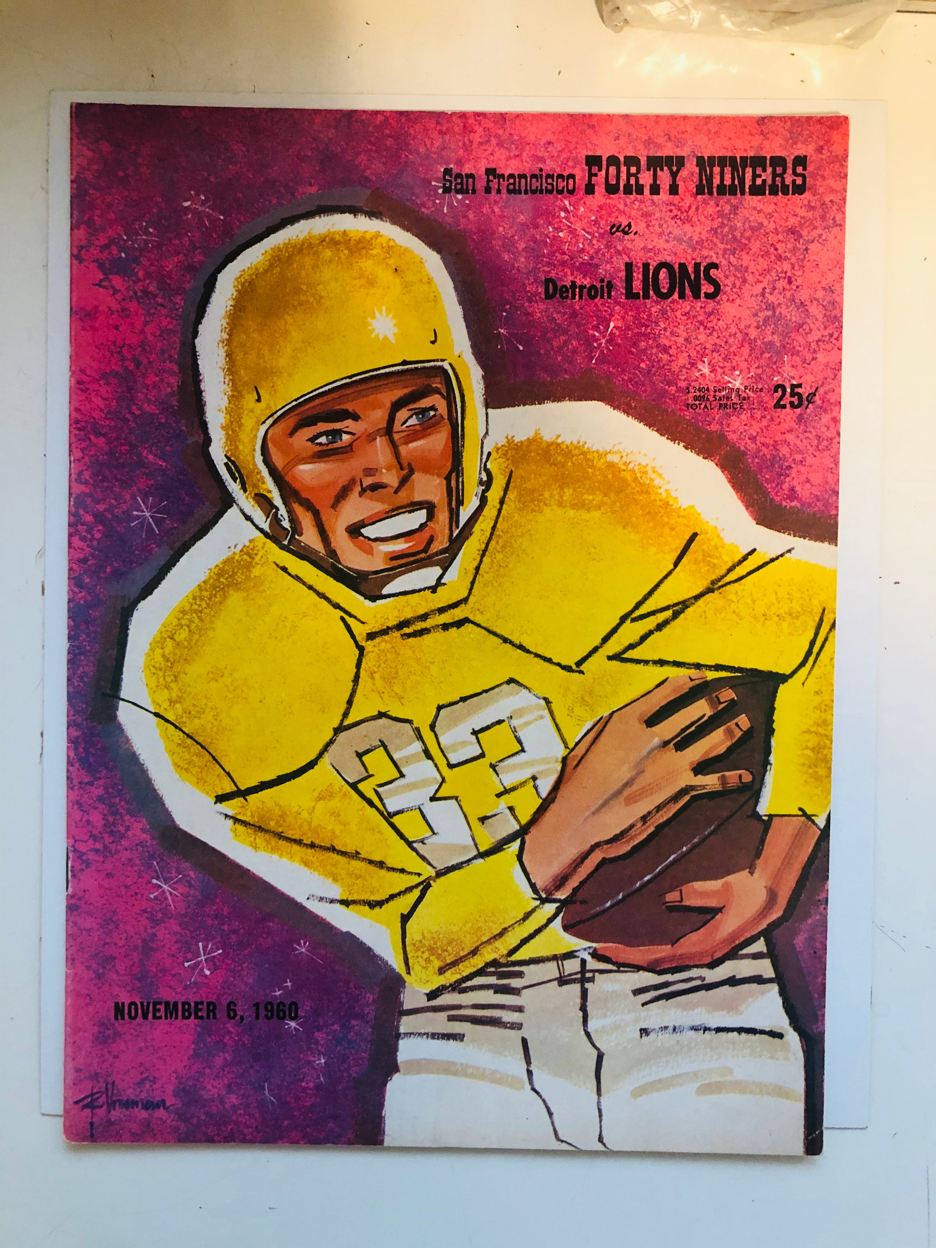 1960 football game program 49ers vs Lions