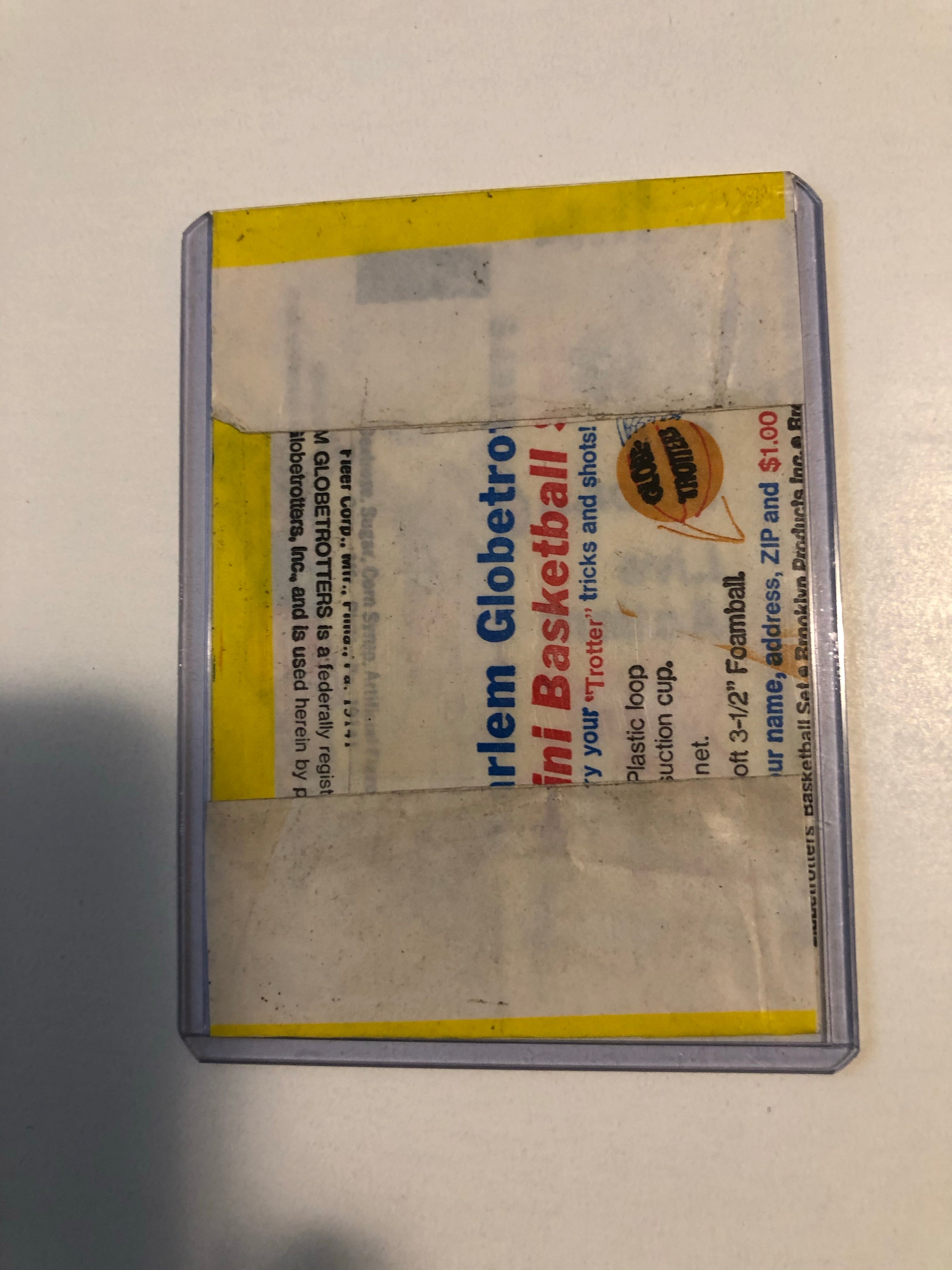 Harlem Globetrotters basketball rare card wrapper 1970s