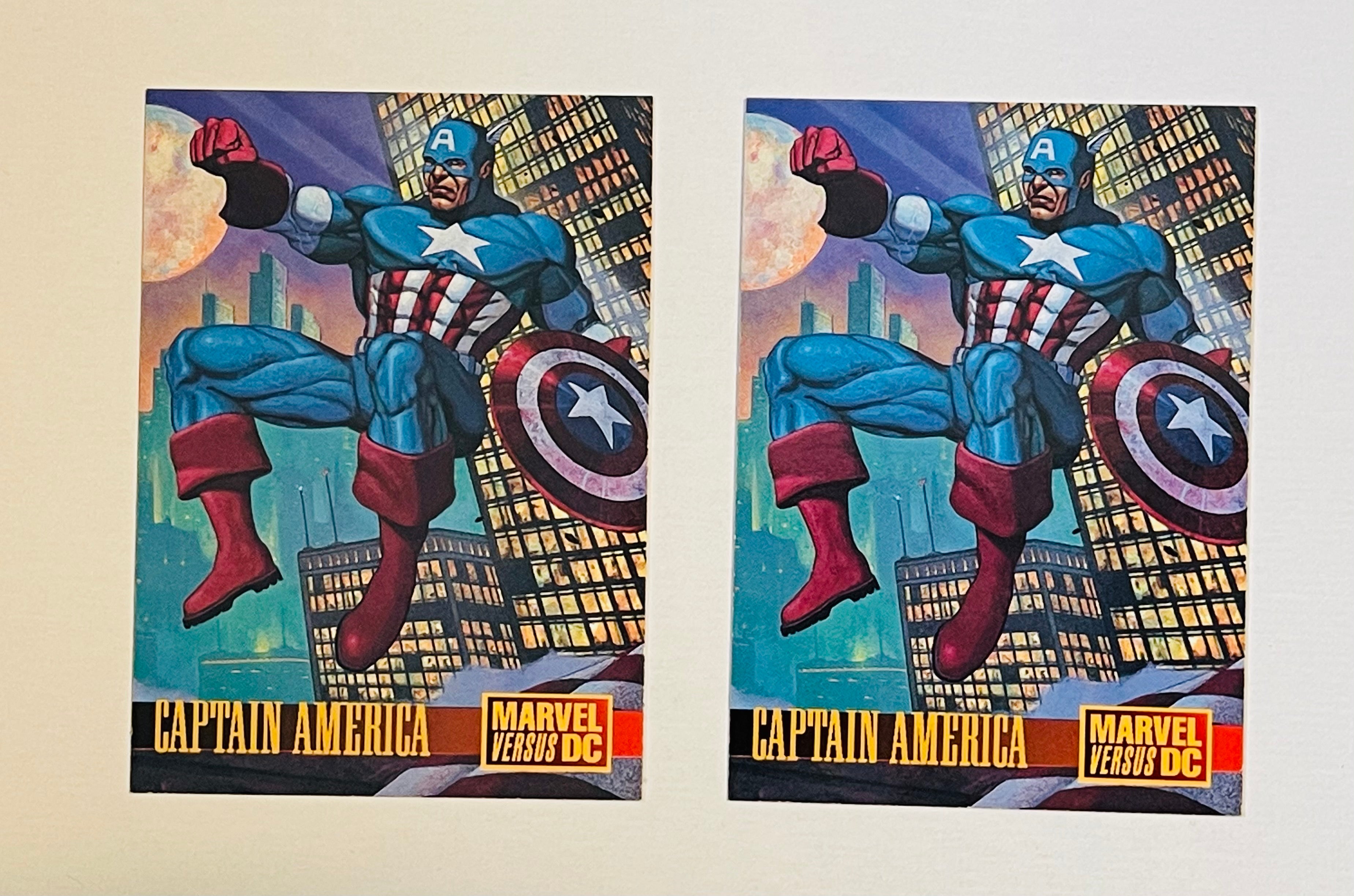 rare dc cards Marvel vs DC rare Captain American two promo cards 1995