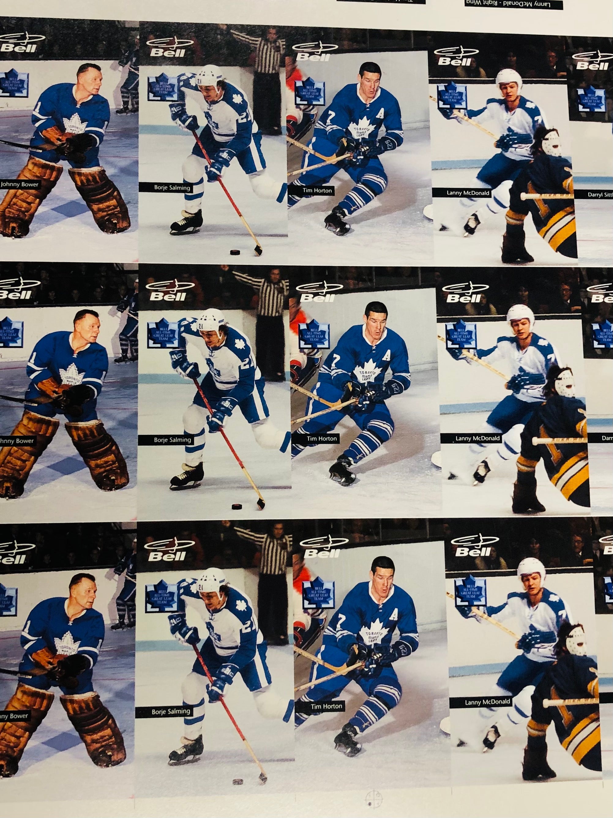 rare hockey cards Toronto Maple Leafs hockey rare Bell Mobility uncut hockey cards sheet