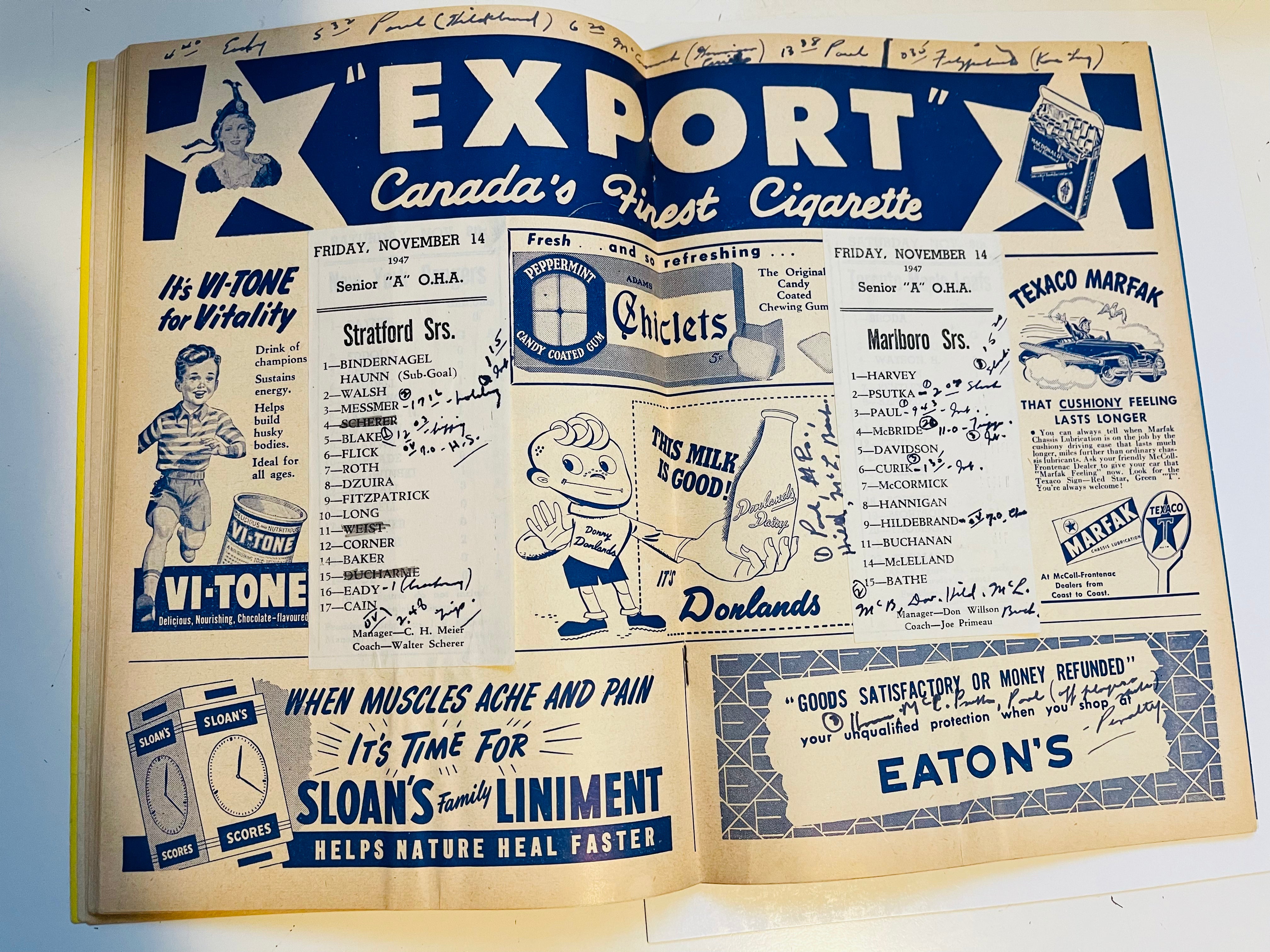 Maple Leaf Gardens rare seniors hockey game program 1948