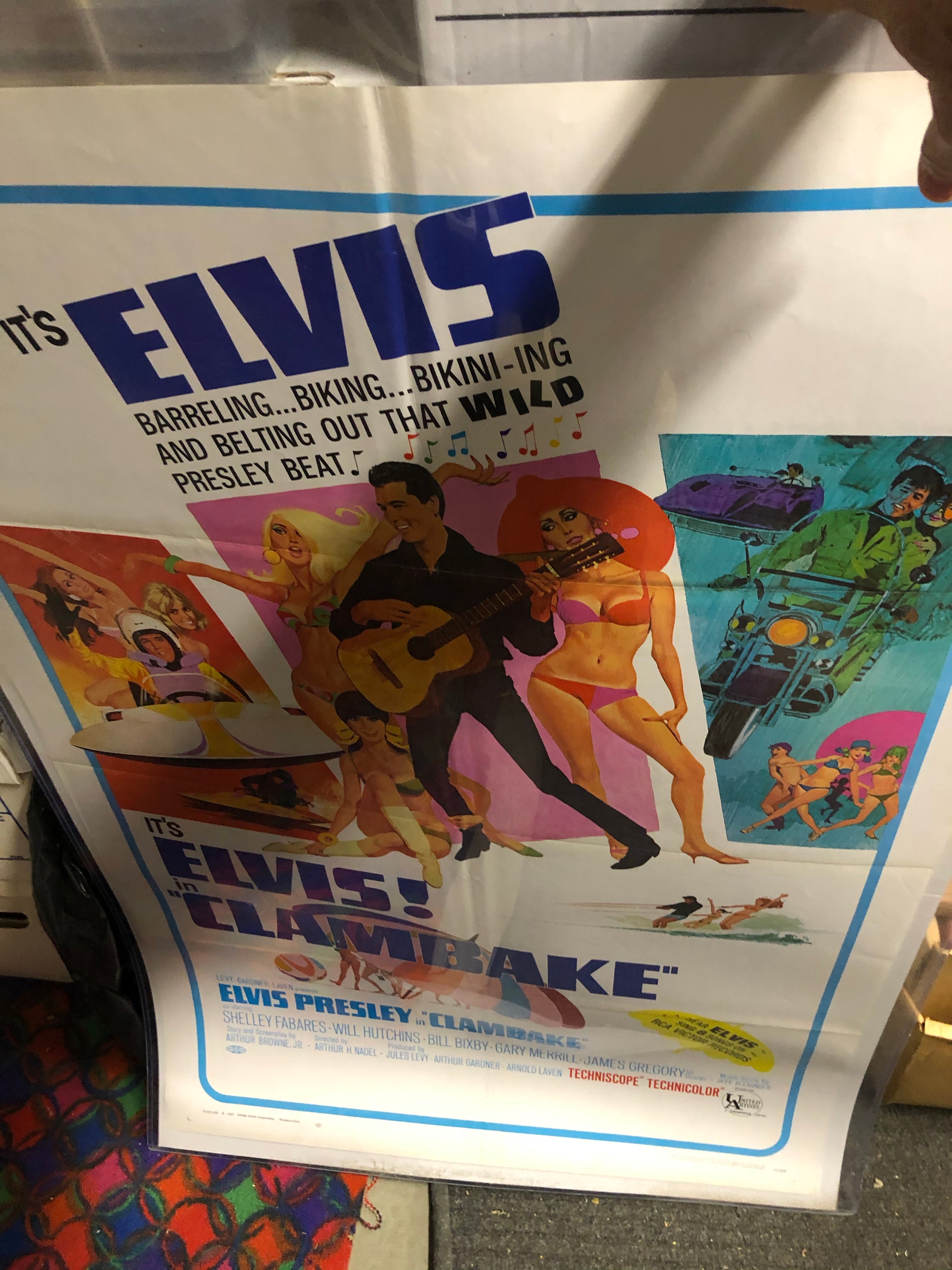Elvis Clambake rare original movie poster in holder 1967