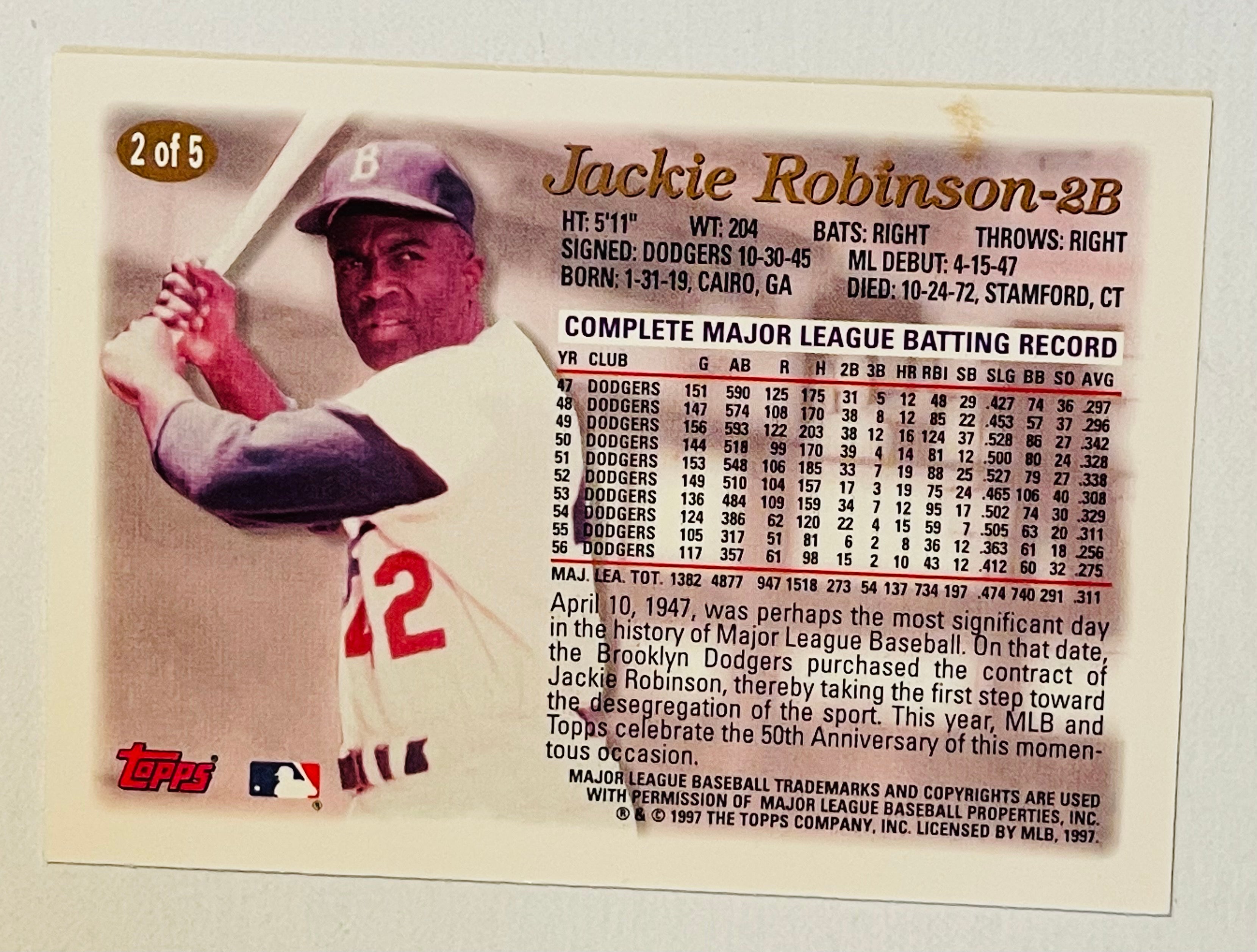 Jackie Robinson rare baseball foil insert card 1997