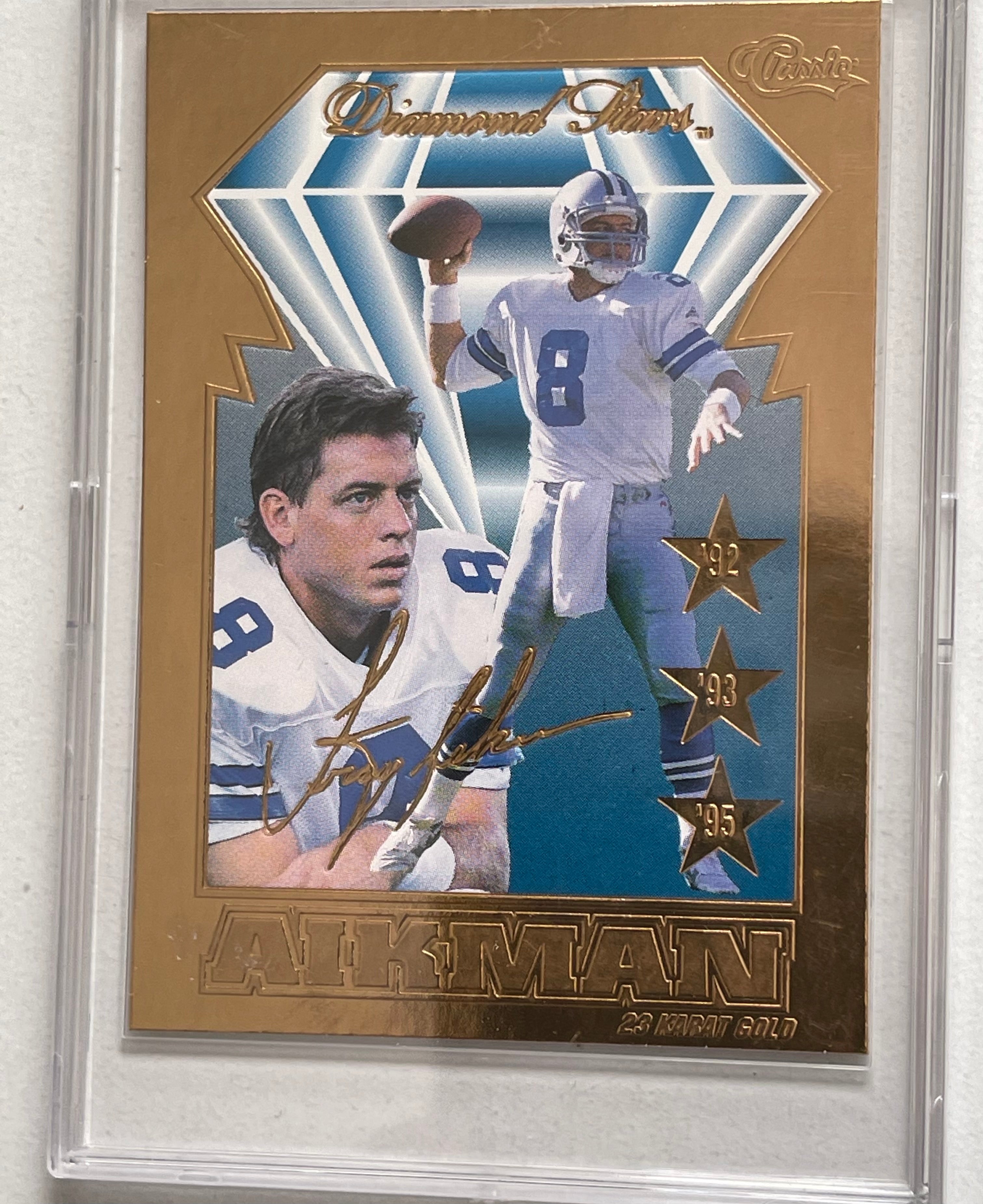 Troy Aikman Dallas Cowboys 23k gold football card 1996