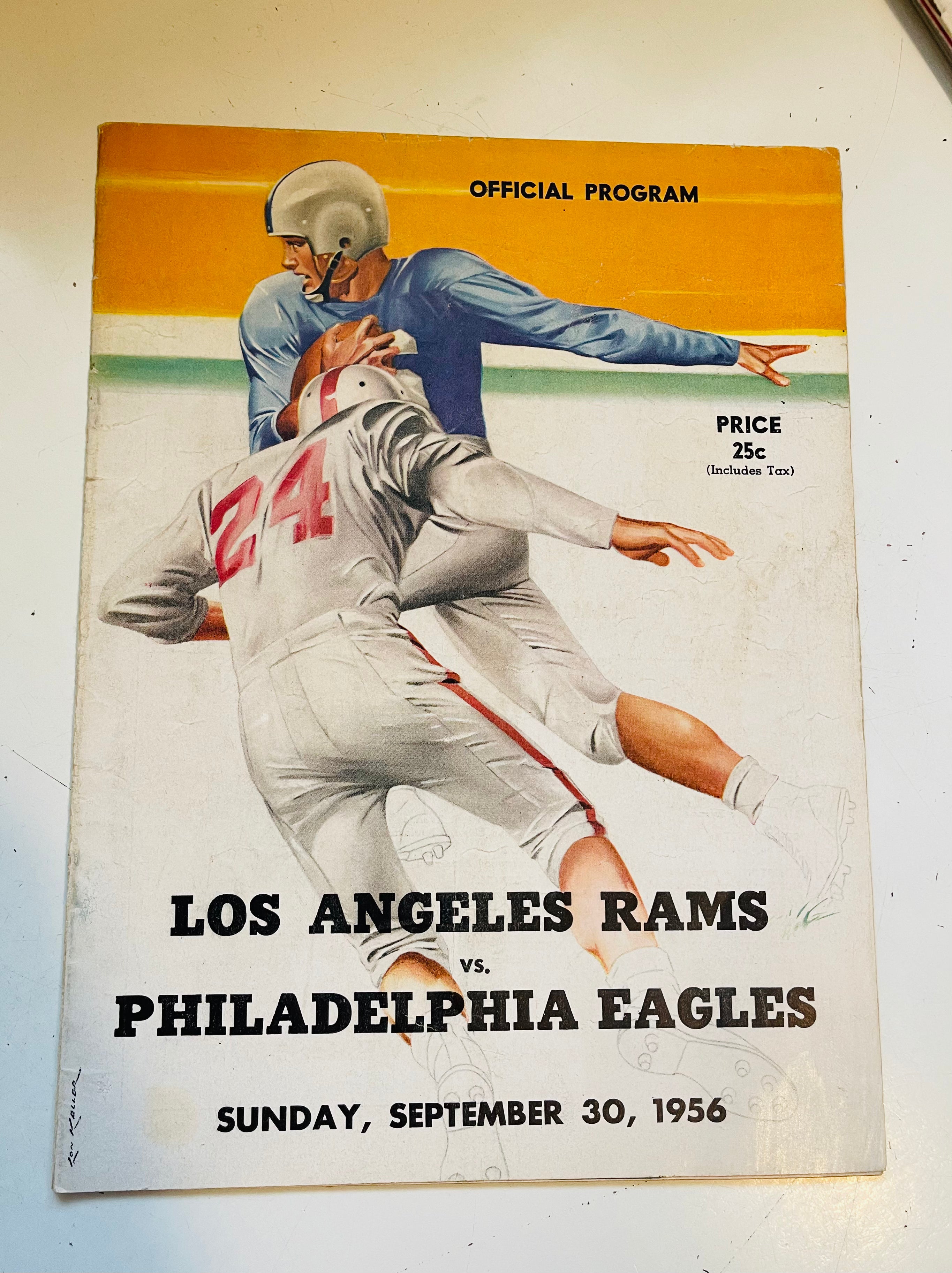 1956 LA Rams vs Eagles original football game program