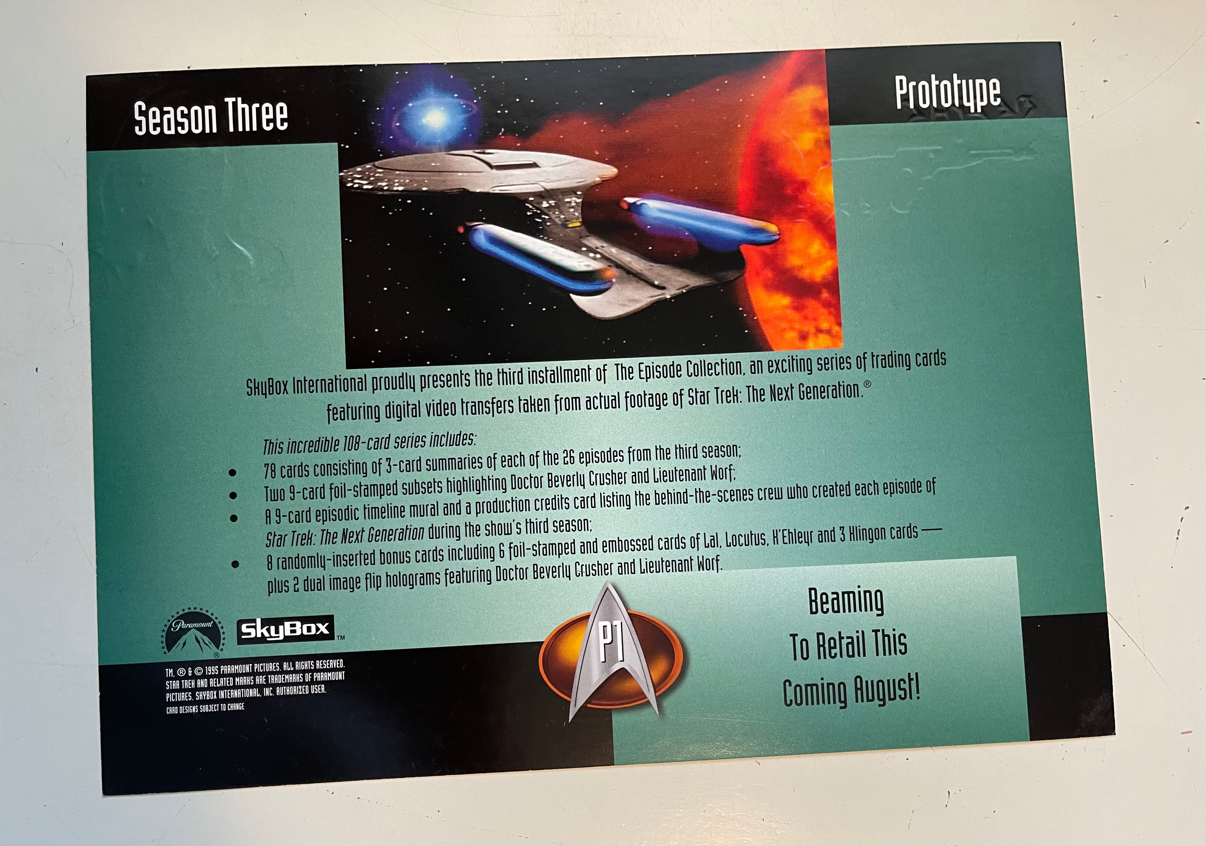 Star Trek season 3 uncut cards sheet 1990s