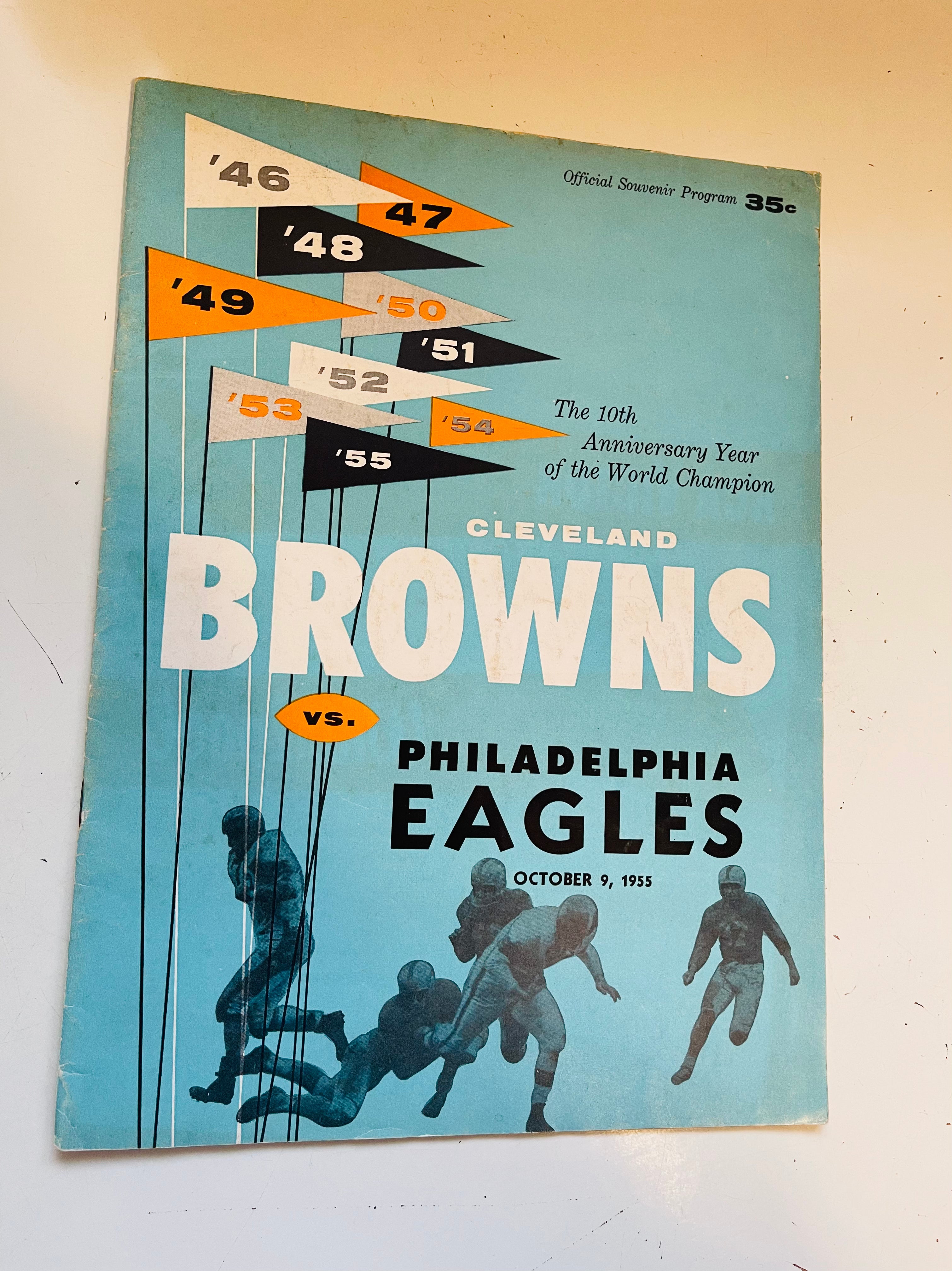 1955 Browns vs Eagles football game program