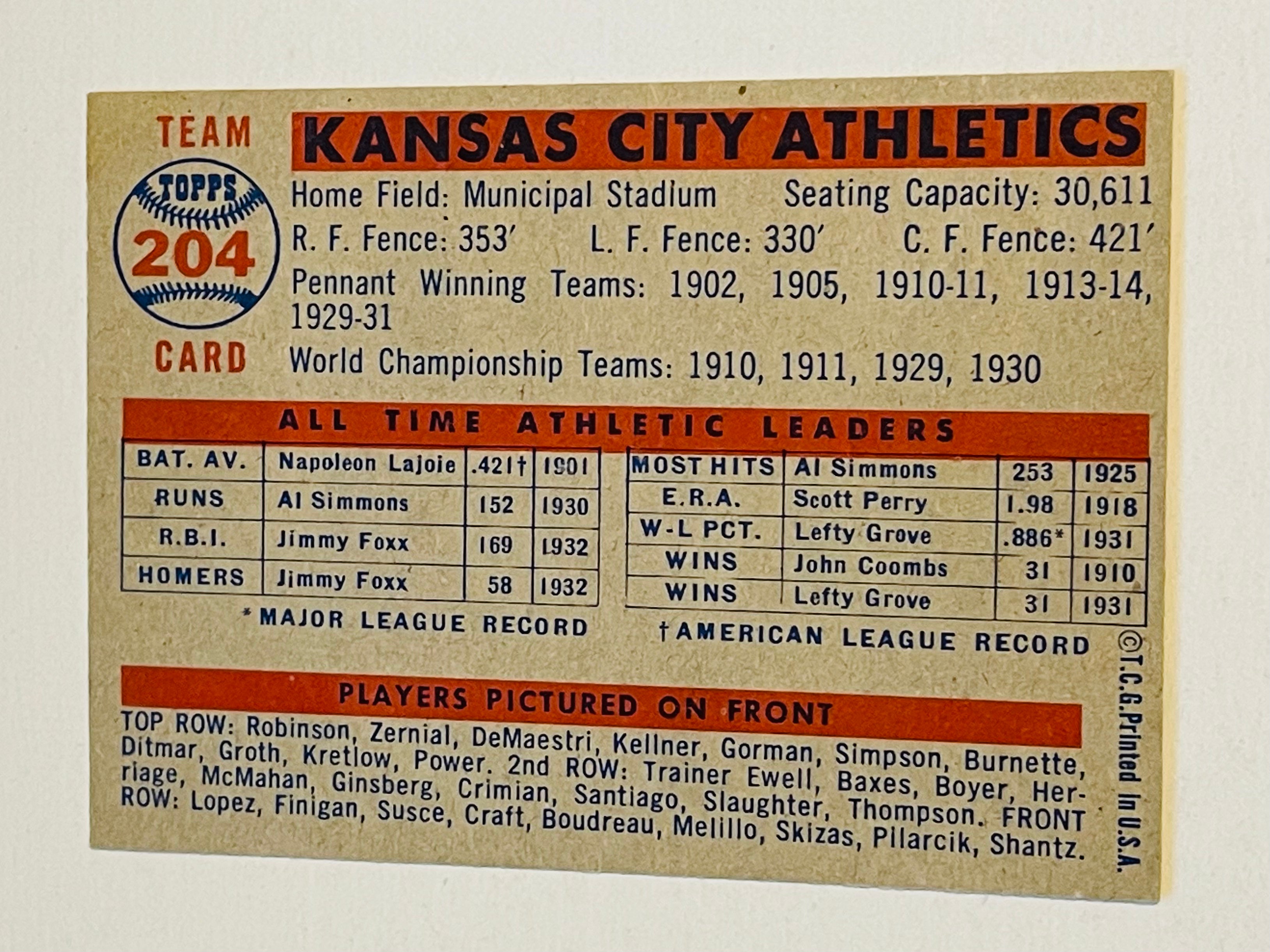 1957 Topps baseball Kansas City high grade card