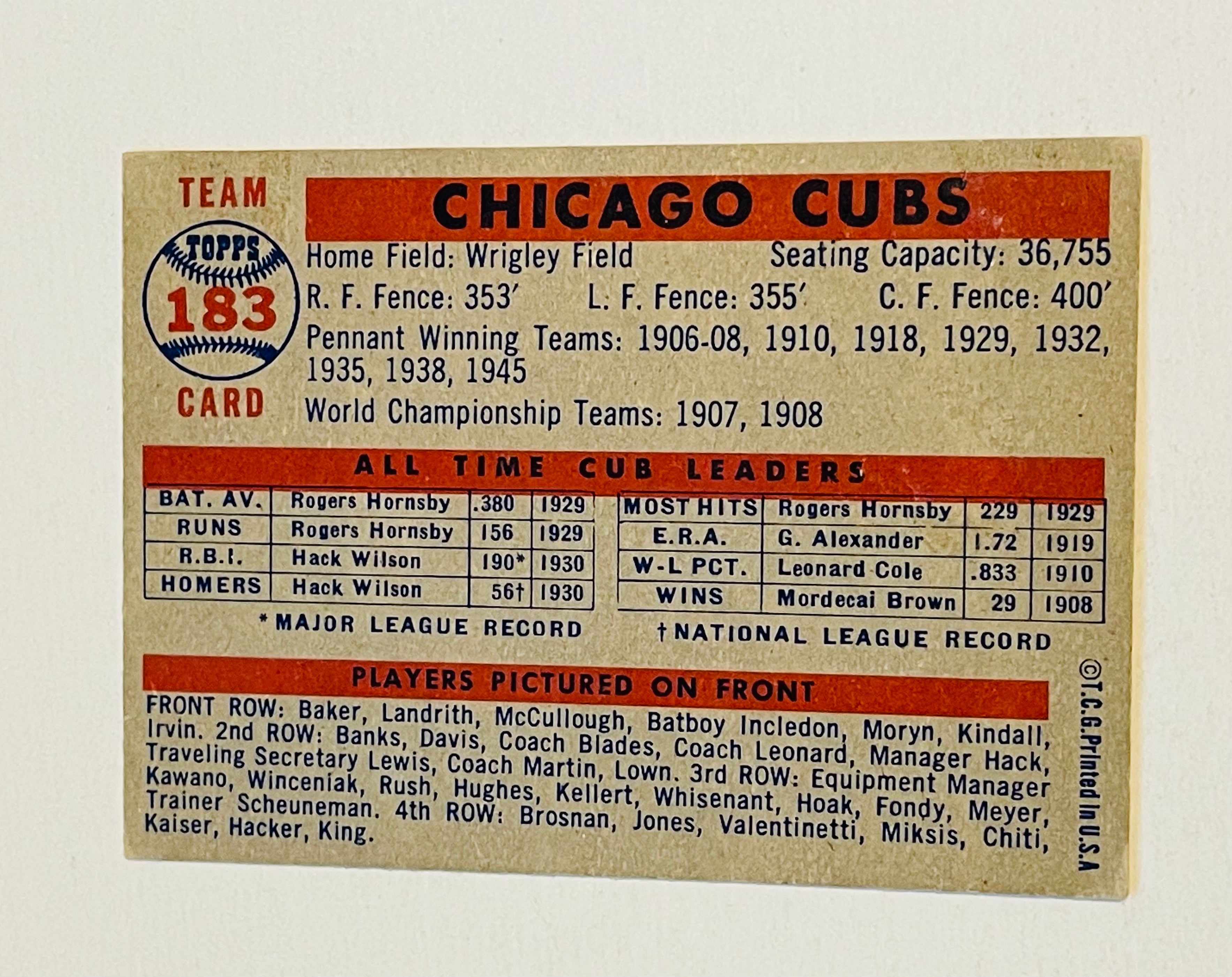 1957 Topps baseball Chicago Cubs NM condition card