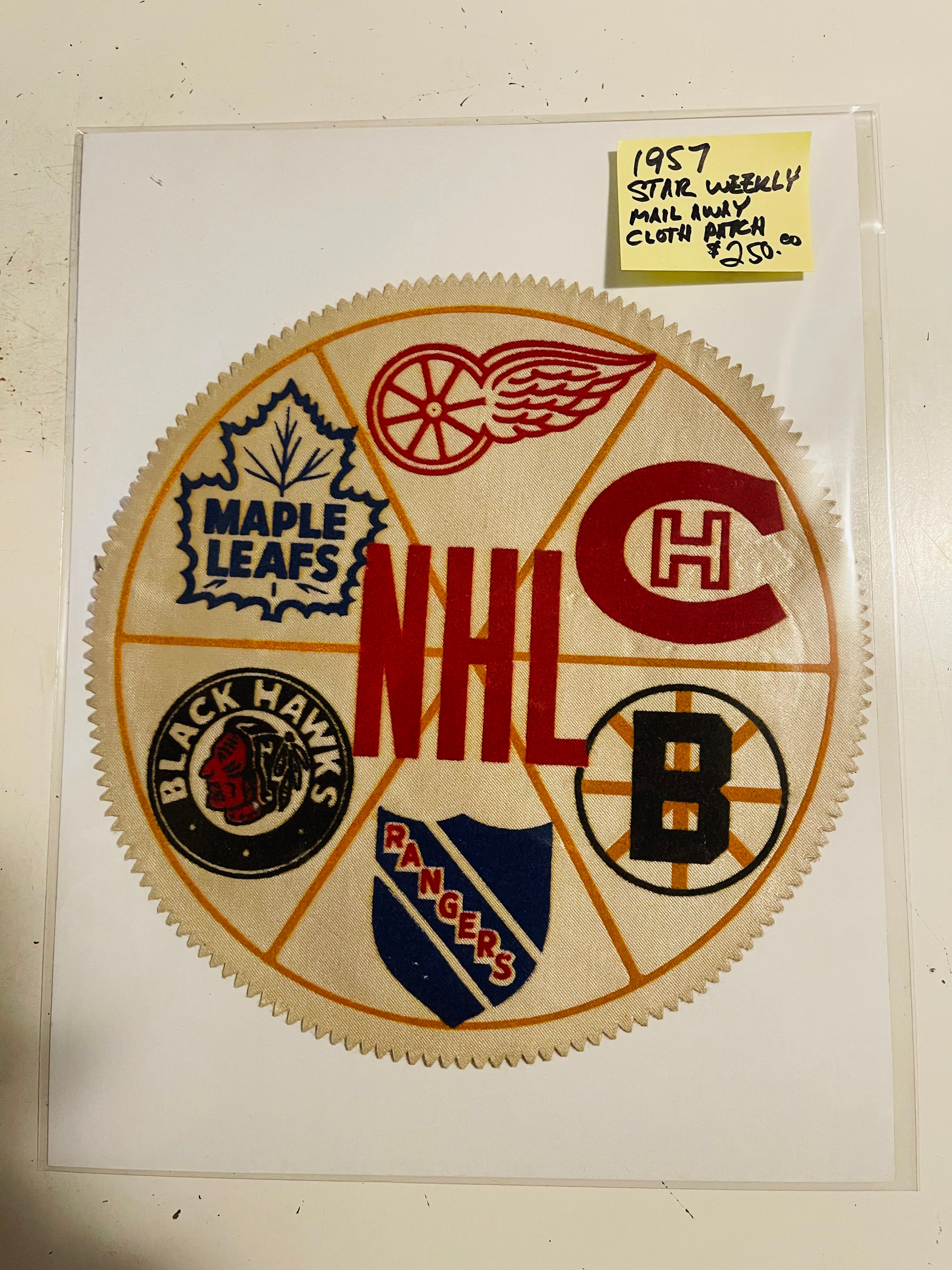 1957 Star Weekly rare mail away large hockey cloth patch