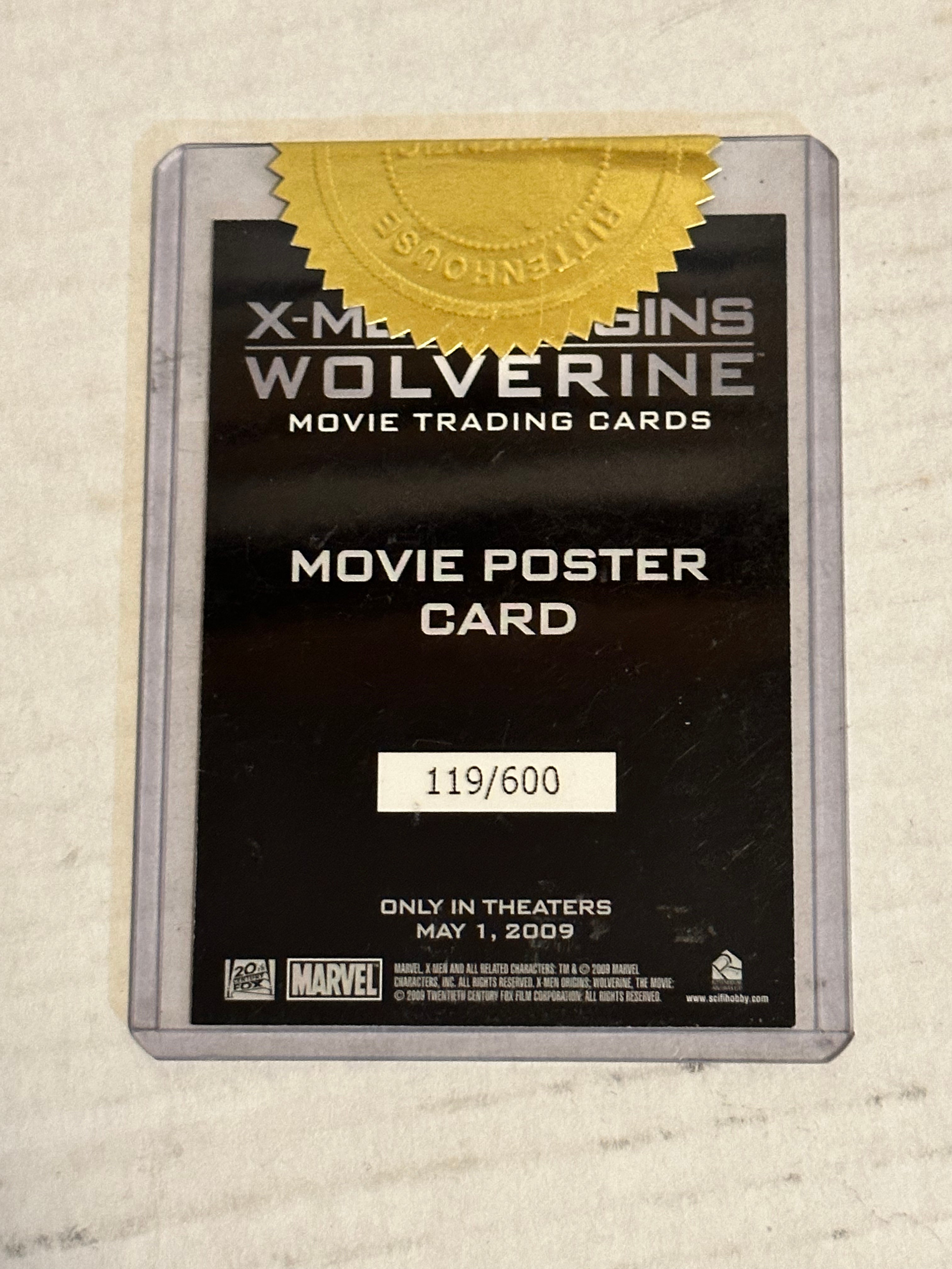 Wolverine movie rare numbered case Topper insert card 2009
