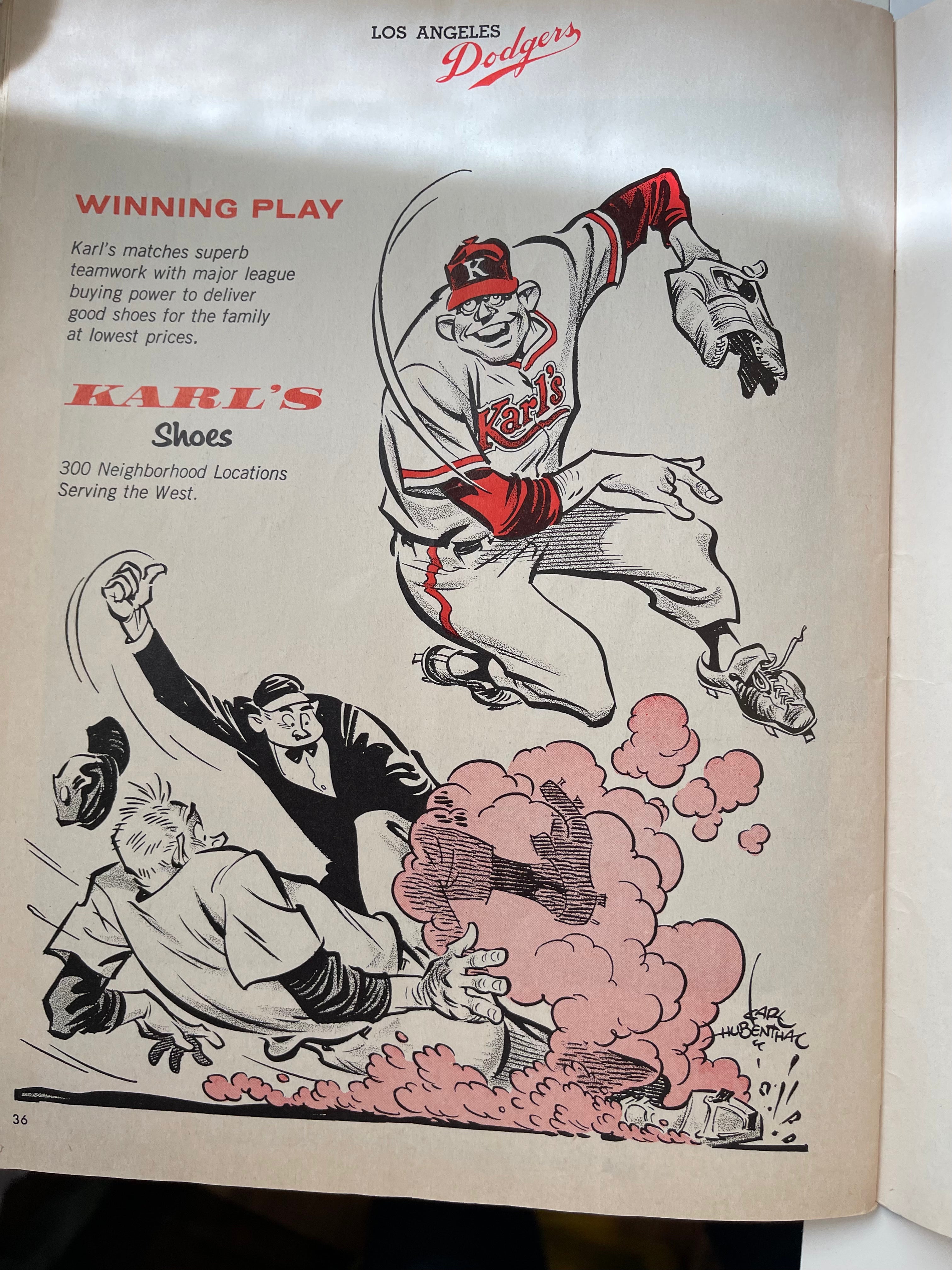 Dodgers baseball vintage program 1968