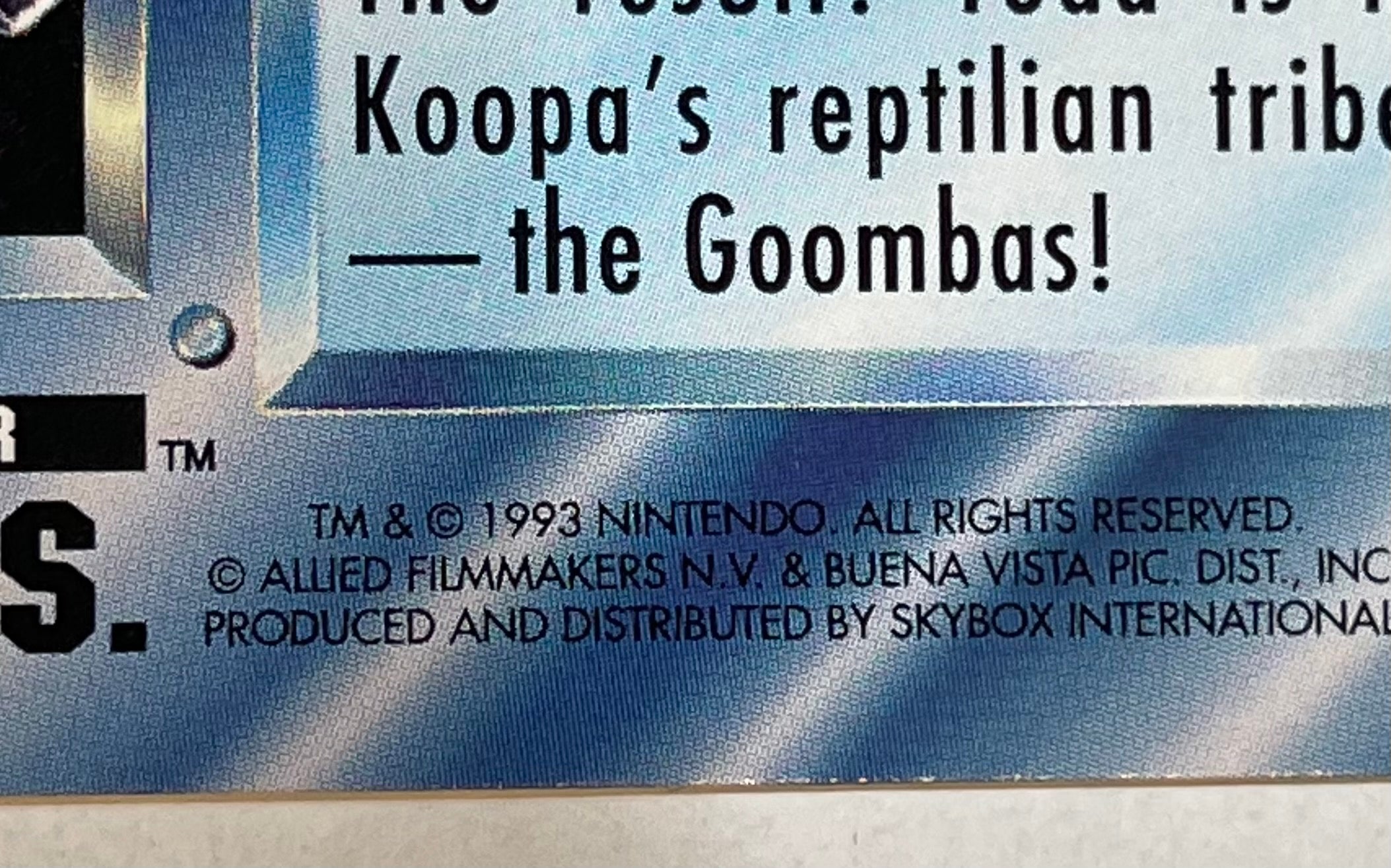 Super Mario Bros. Movie 3 rare hologram insert cards set 1993