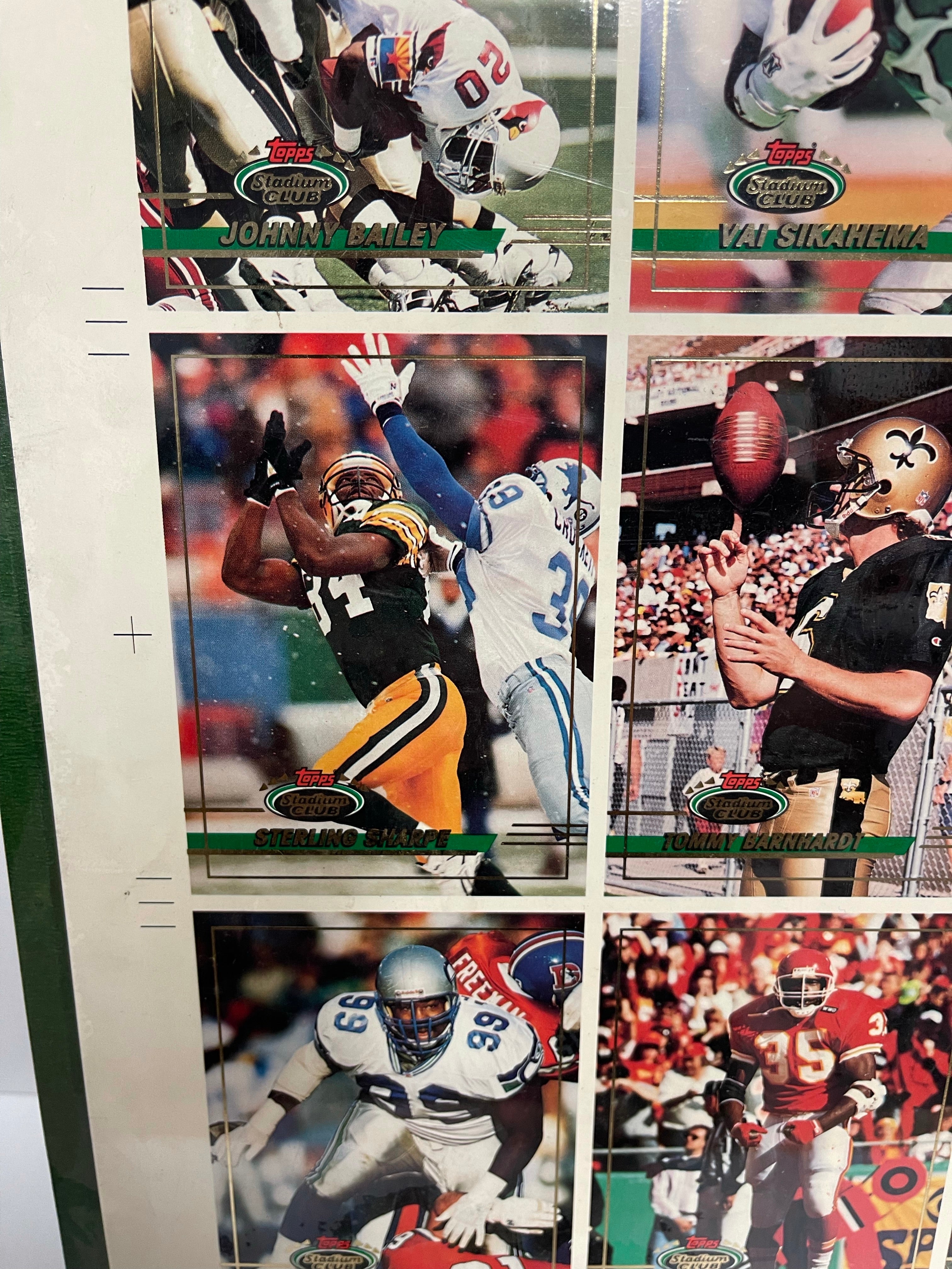 Topps Stadium Club Football cards rare uncut sheet shrink wrapped 1990s.