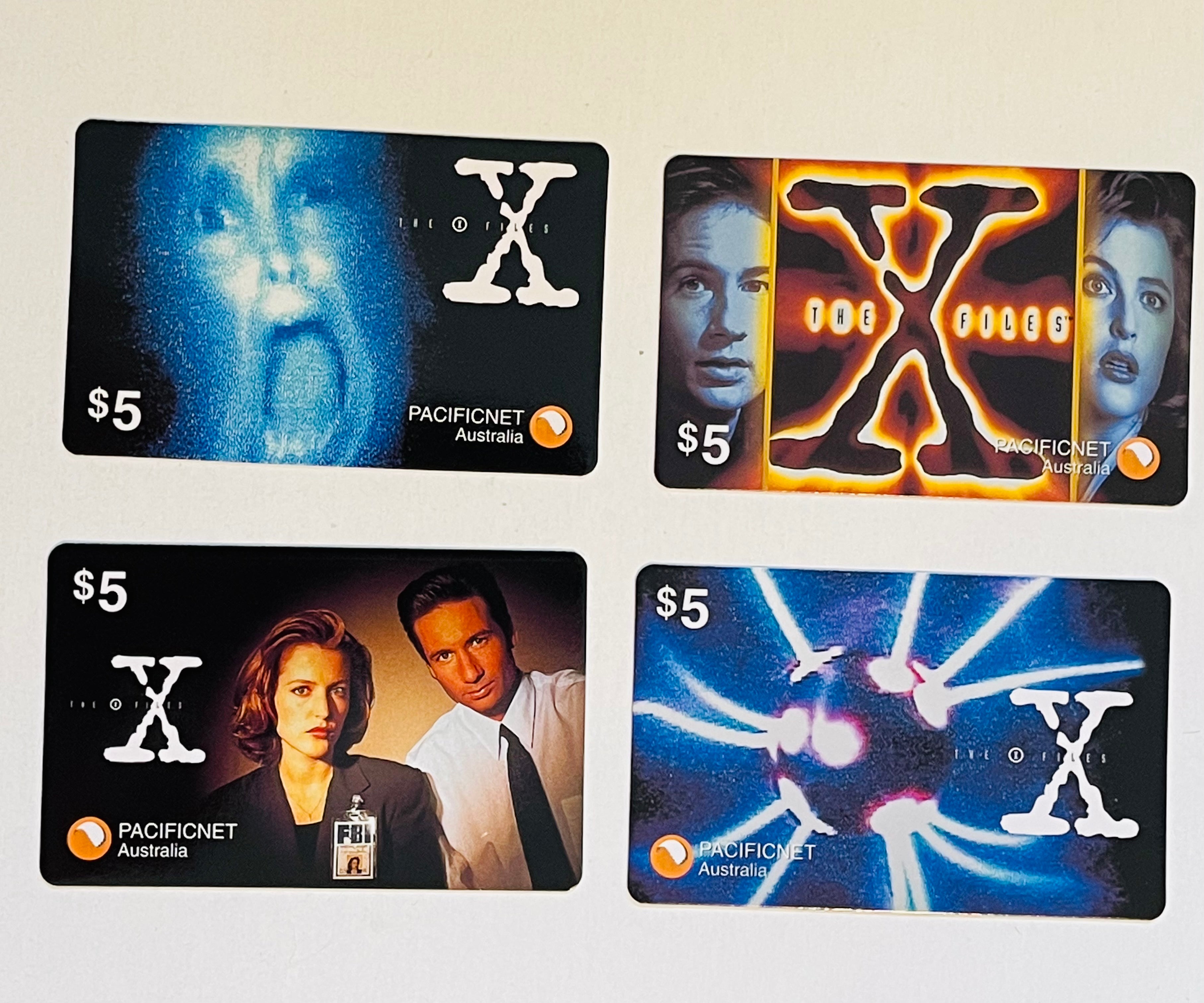 X-Files rare Australian 4 card phonecards set 1990 X-Files rare Australian 4 card phonecards set 1990