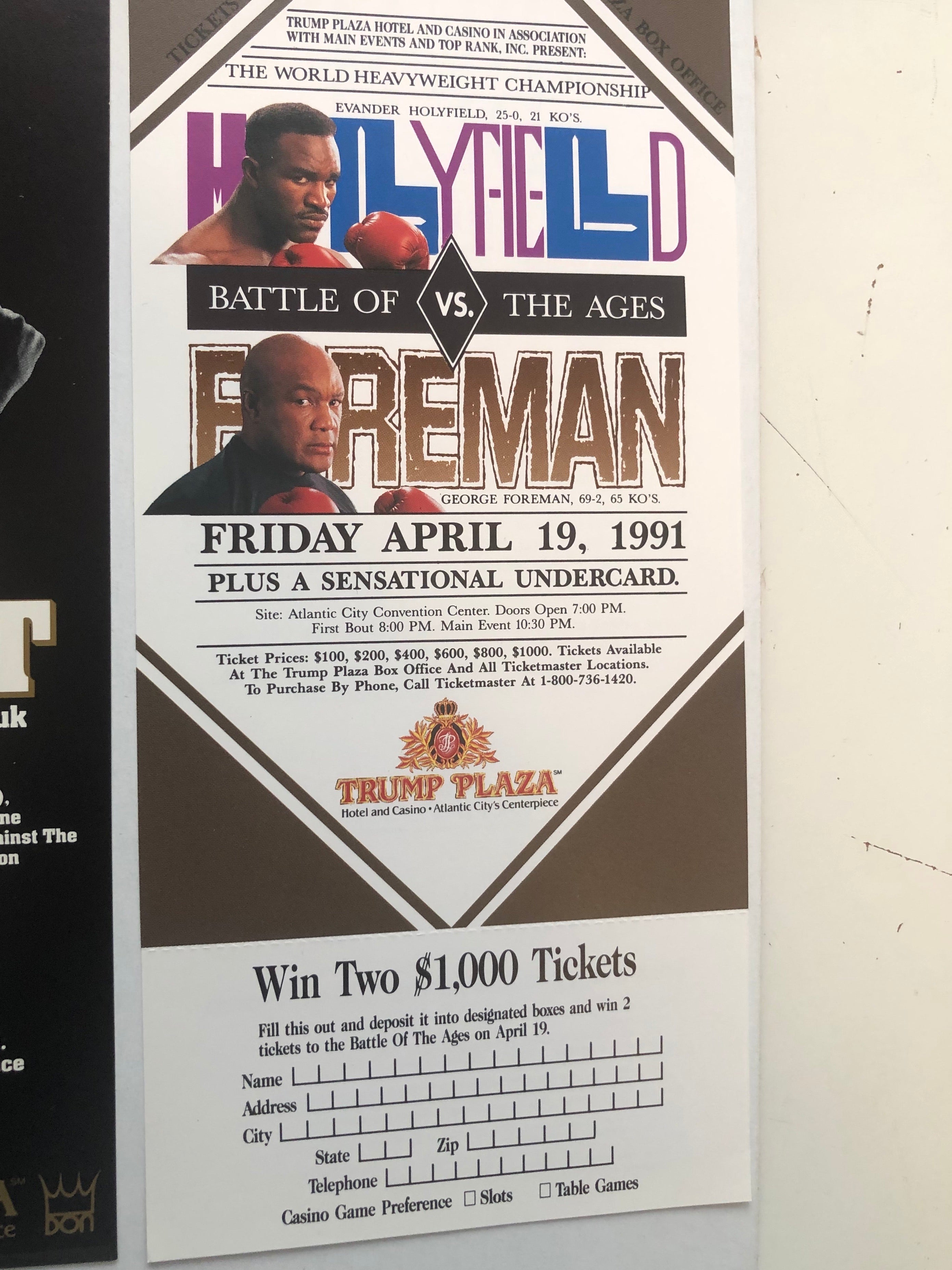 Tyson , Foreman, Holyfield two original boxing flyers 1990