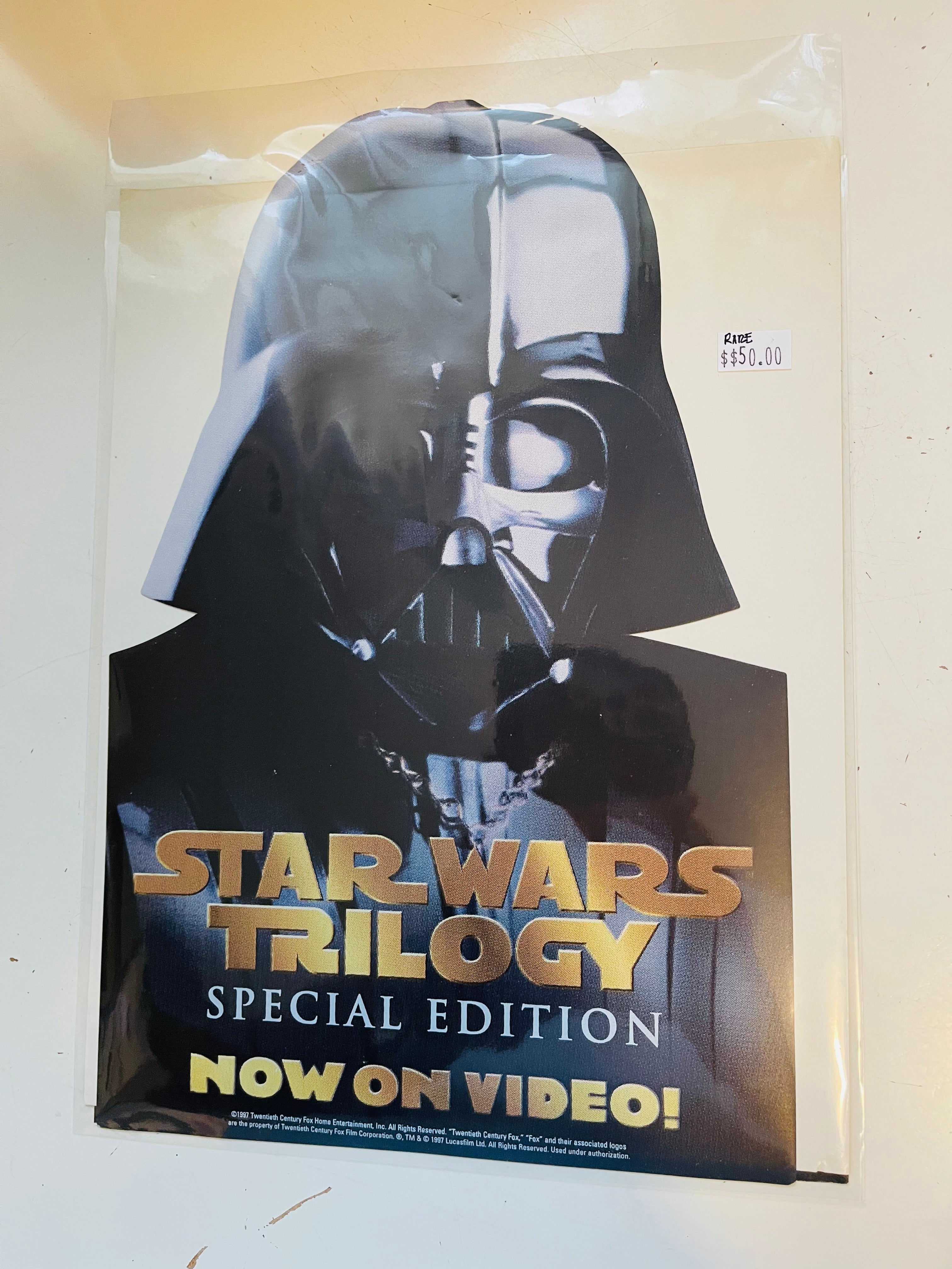 Star Wars Trilogy Video door ad sign with ad sheet 1997