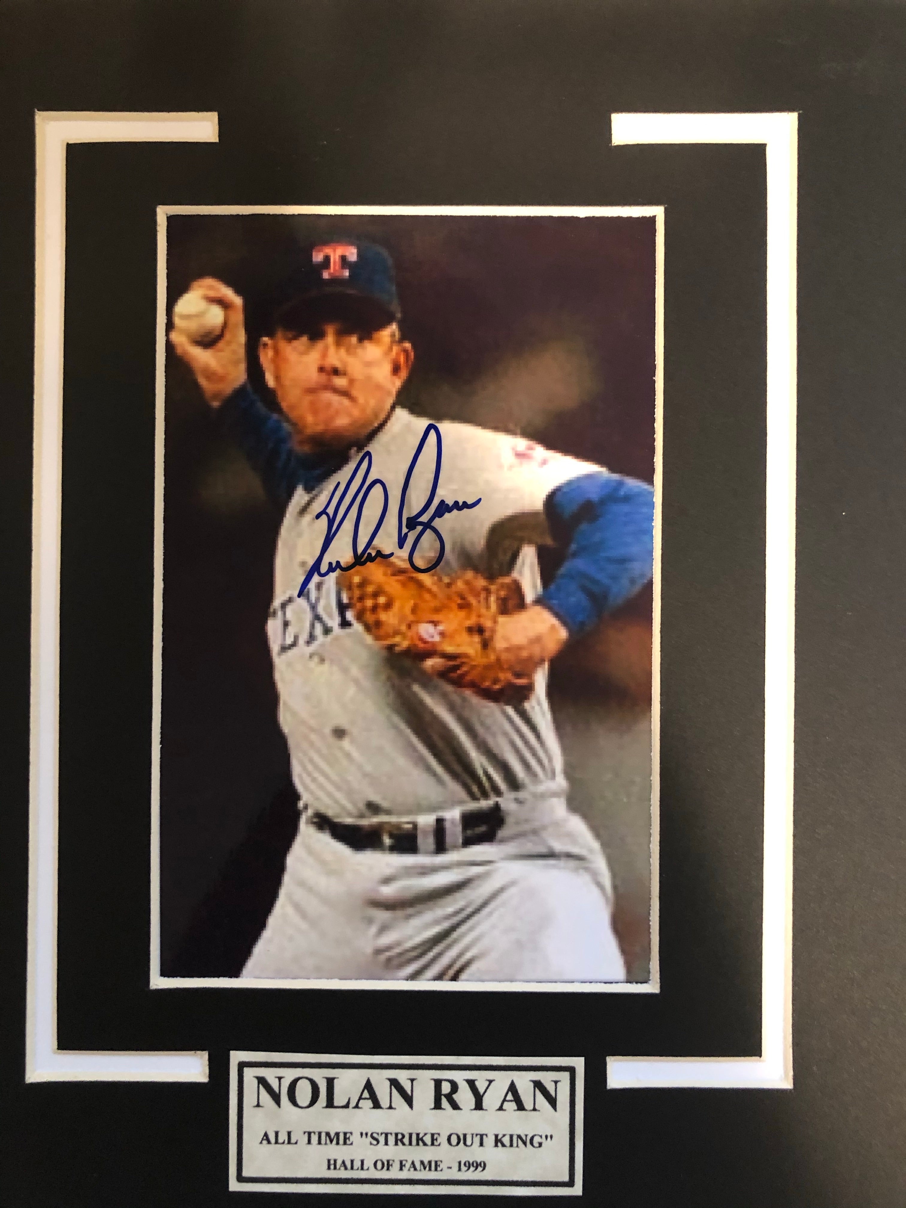 Nolan Ryan strike out king rare signed matted autograph with COA