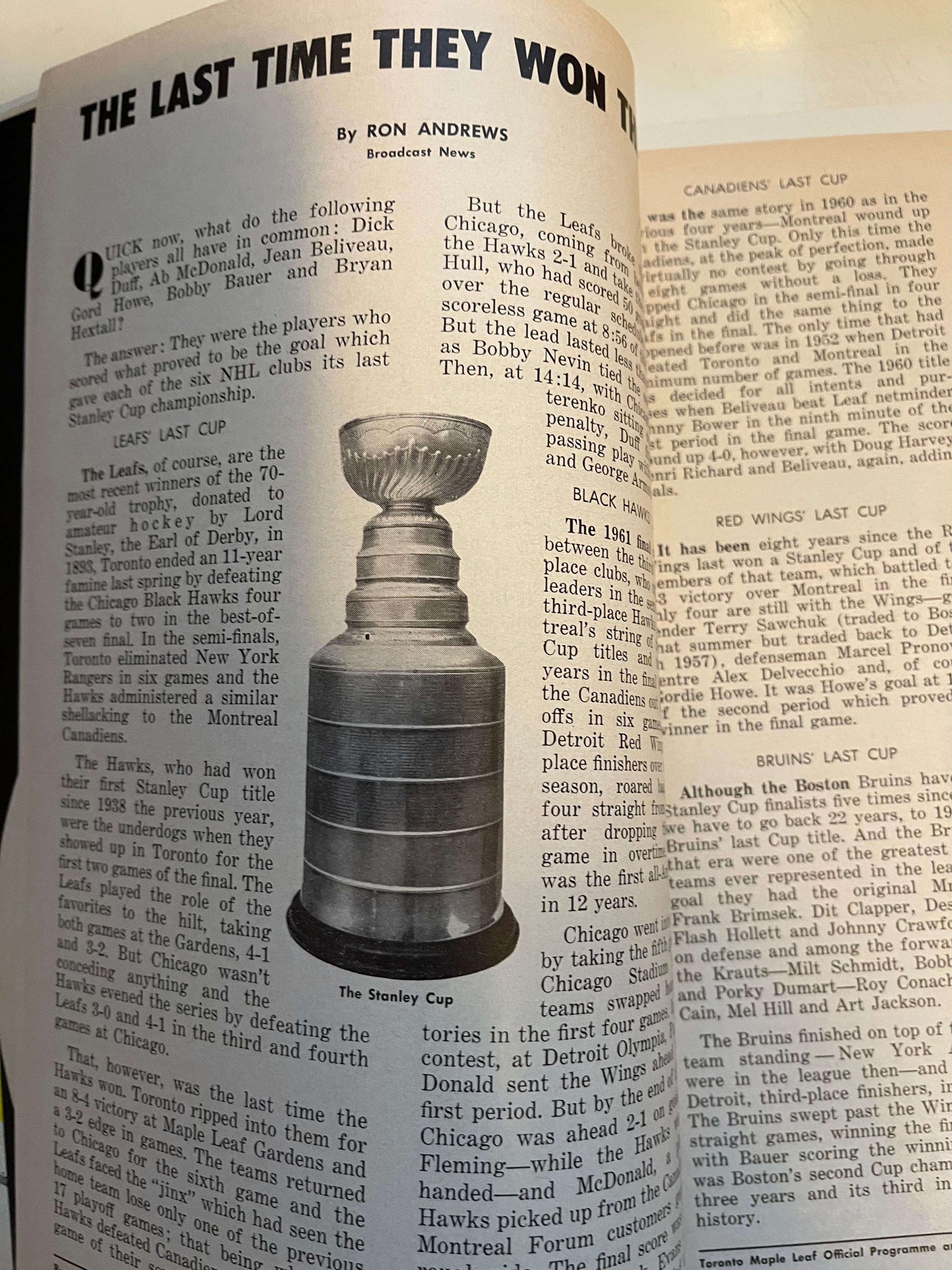 Maple Leaf Gardens original game program Leafs vs Canadiens 1963