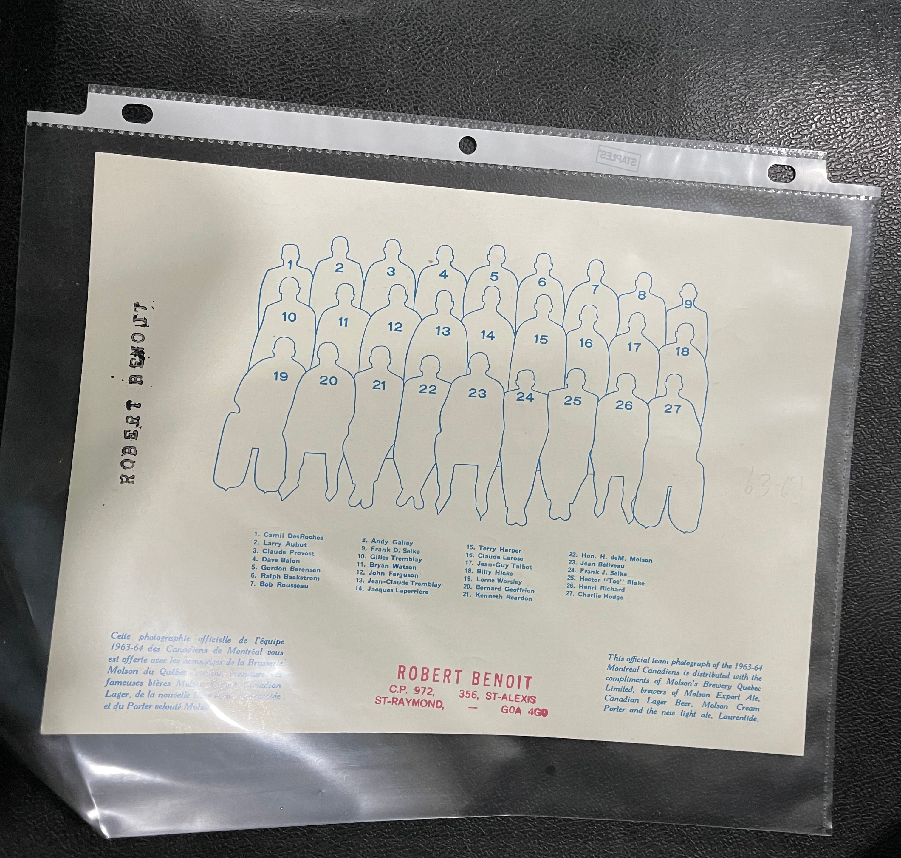 Montreal Canadiens hockey team vintage Molsons beer team photo 1963
