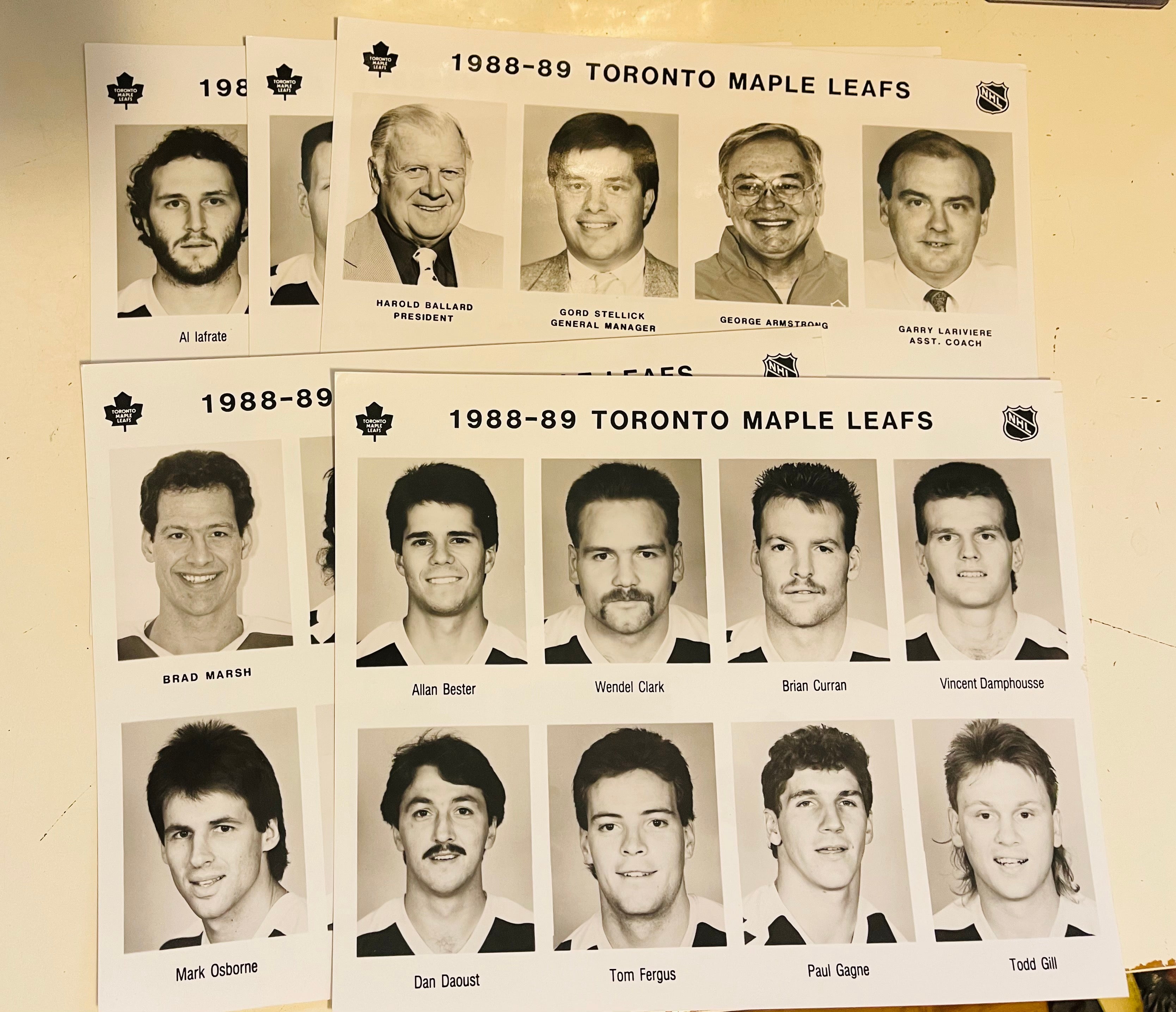 1988/89 Toronto Maple Leafs hockey 5 different press media team photos set