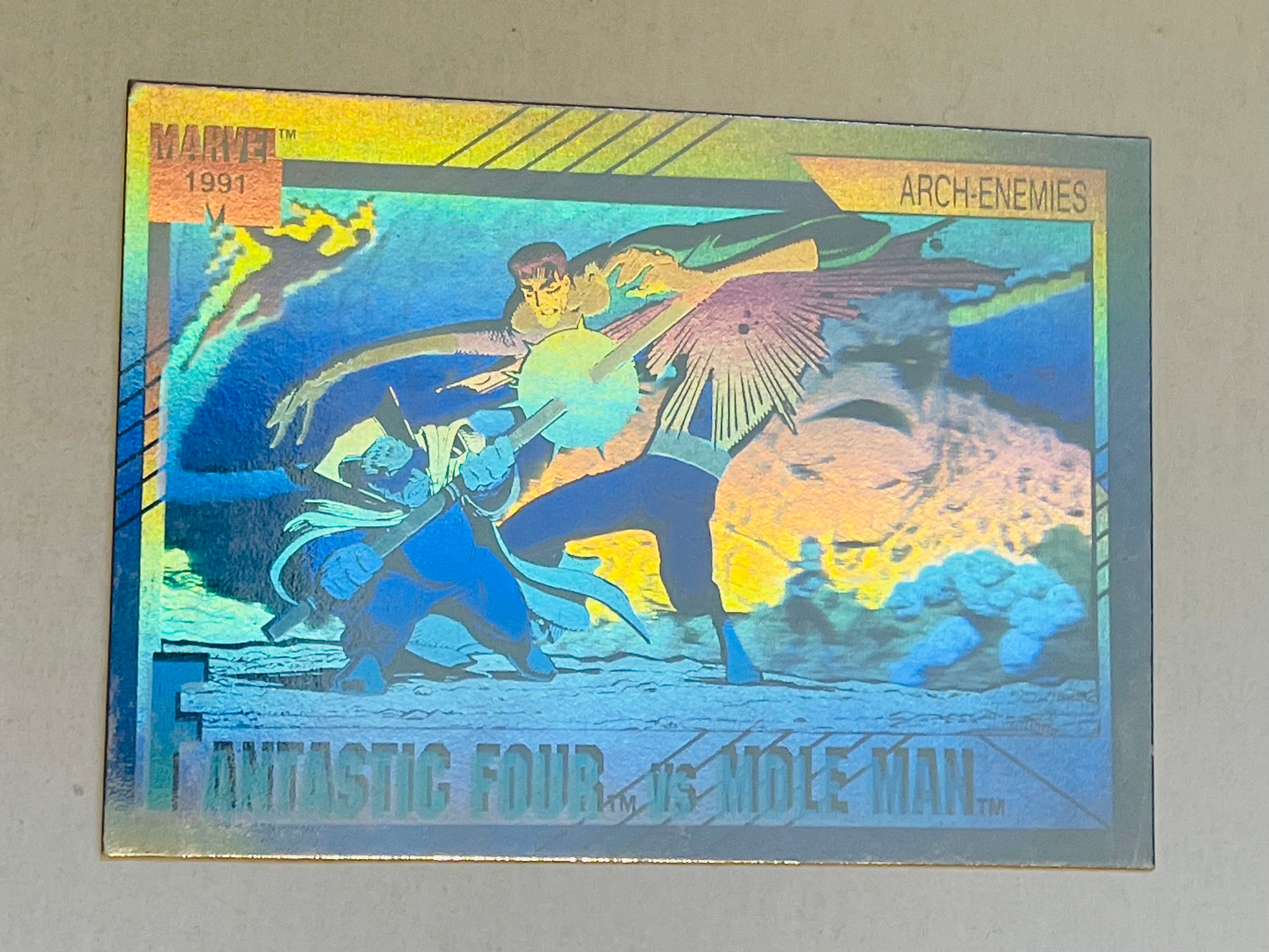 Fantastic Four vs Moleman Marvel Universe hologram insert card 1991