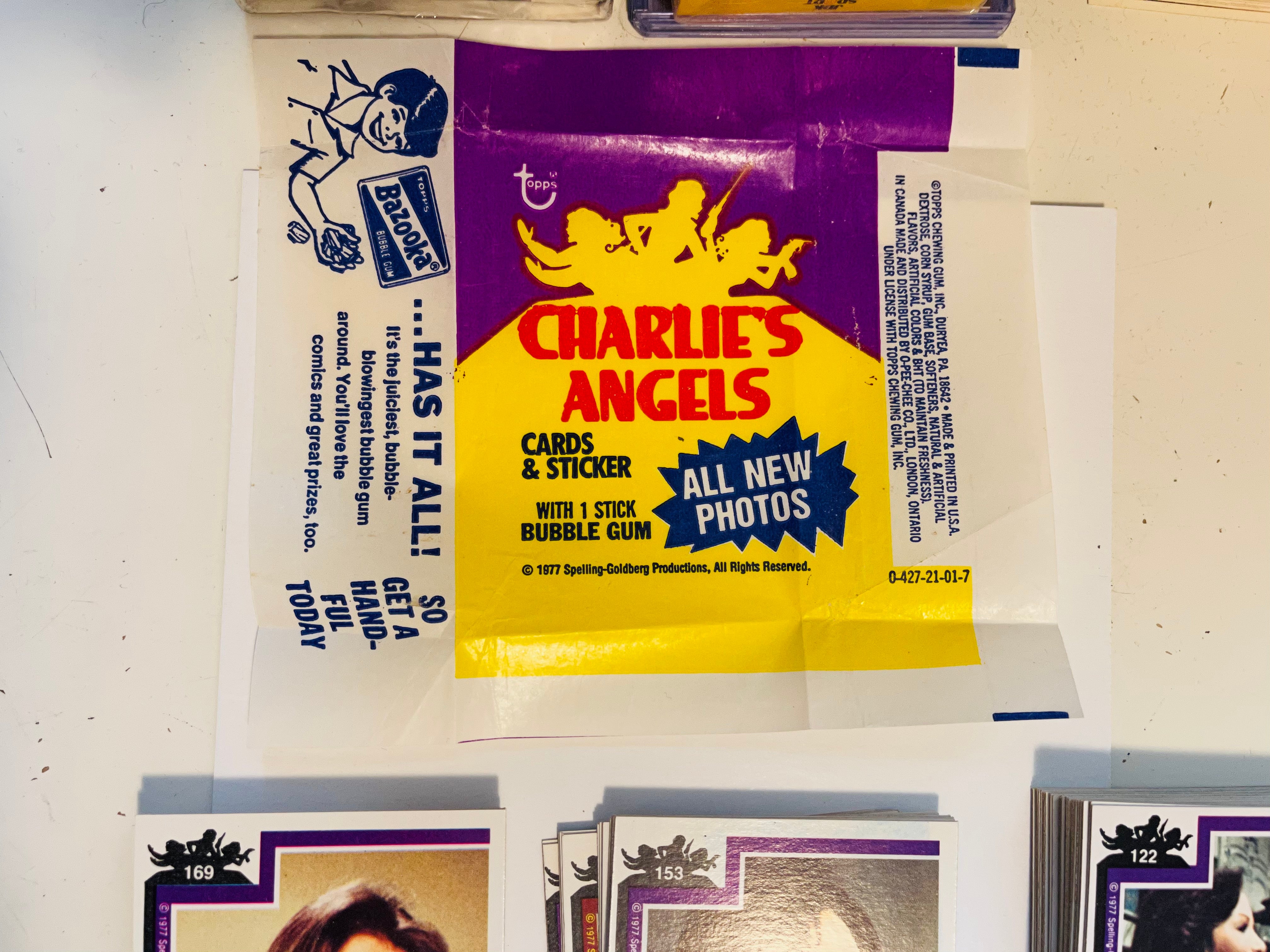 Charlie’s Angels Topps series 3 cards and stickers set with wrapper 1977