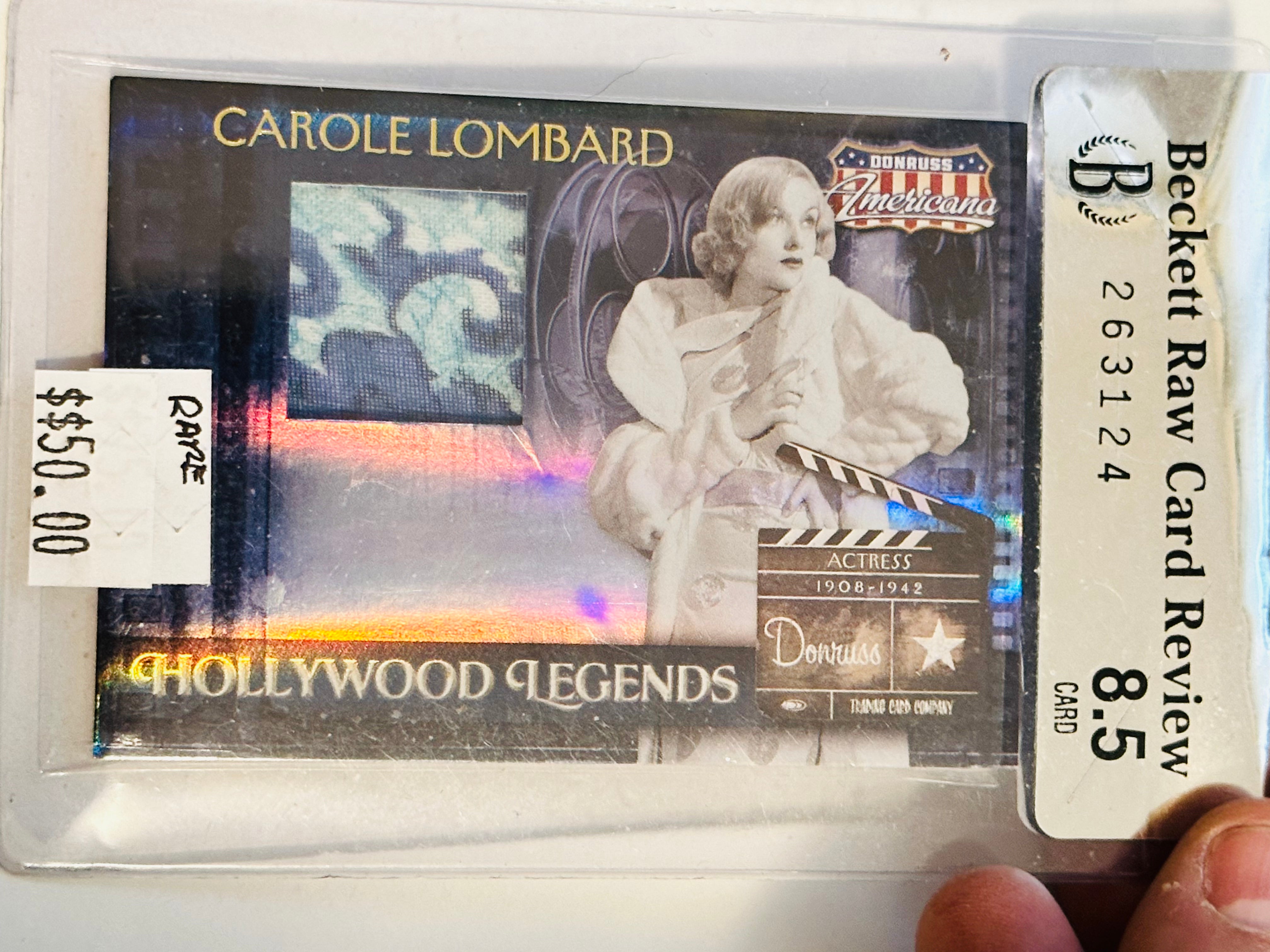 Carole Lombard rare movie memorabilia insert card Beckett graded