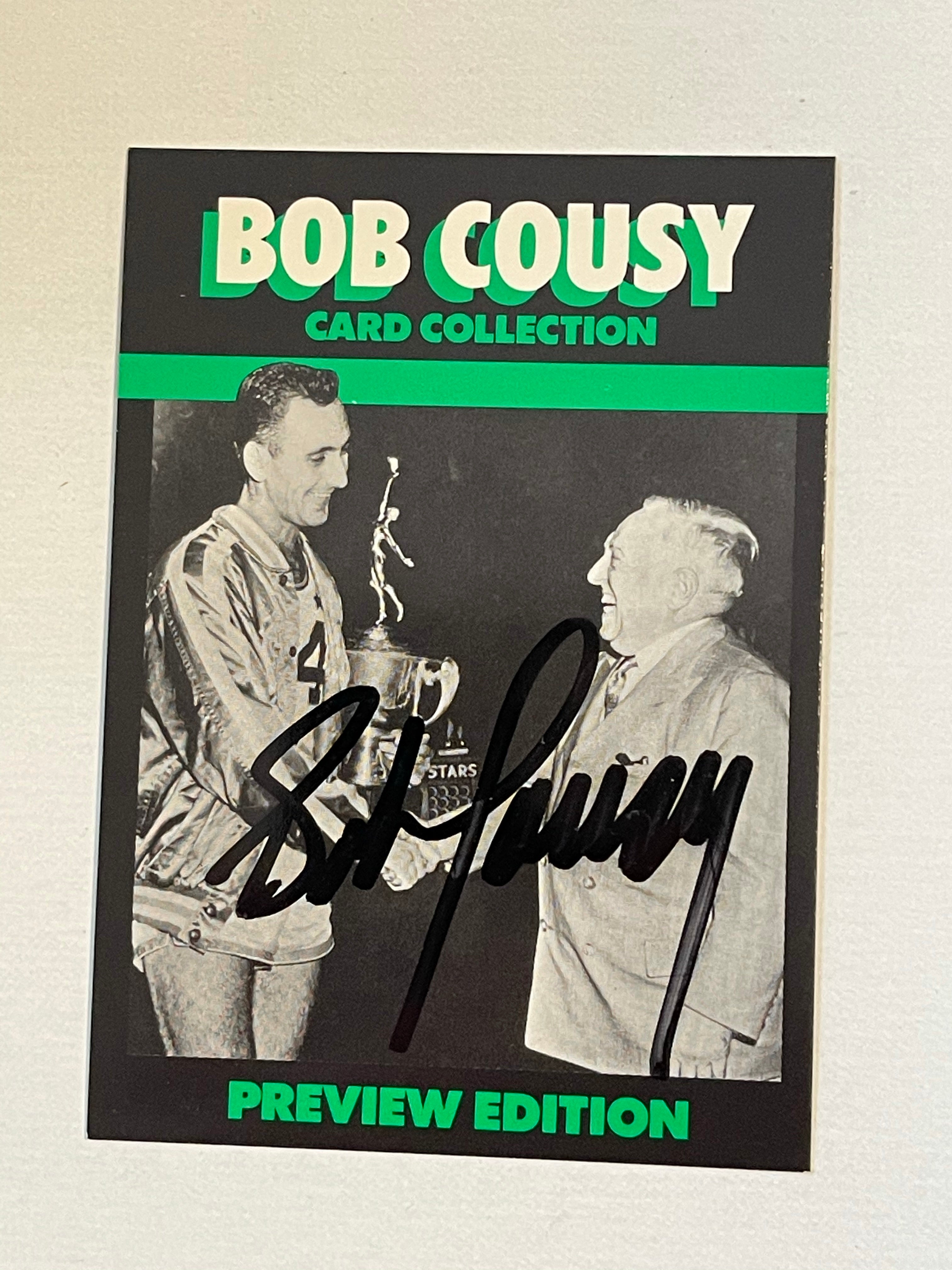 Bob Cousy Boston Celtics basketball legend autograph card with COA