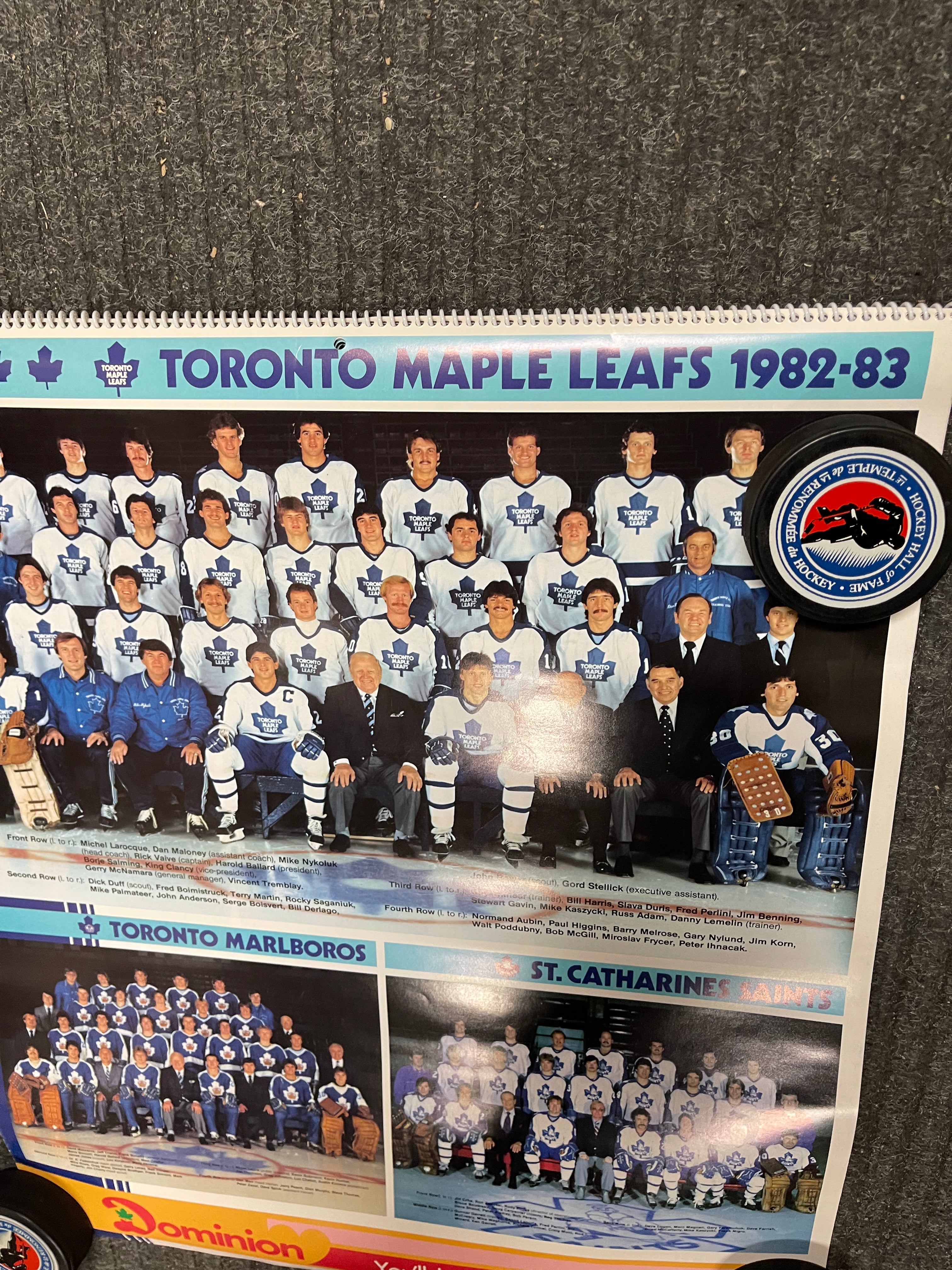 Toronto Maple Leafs Dominion Grocery rare full hockey calendar 1982