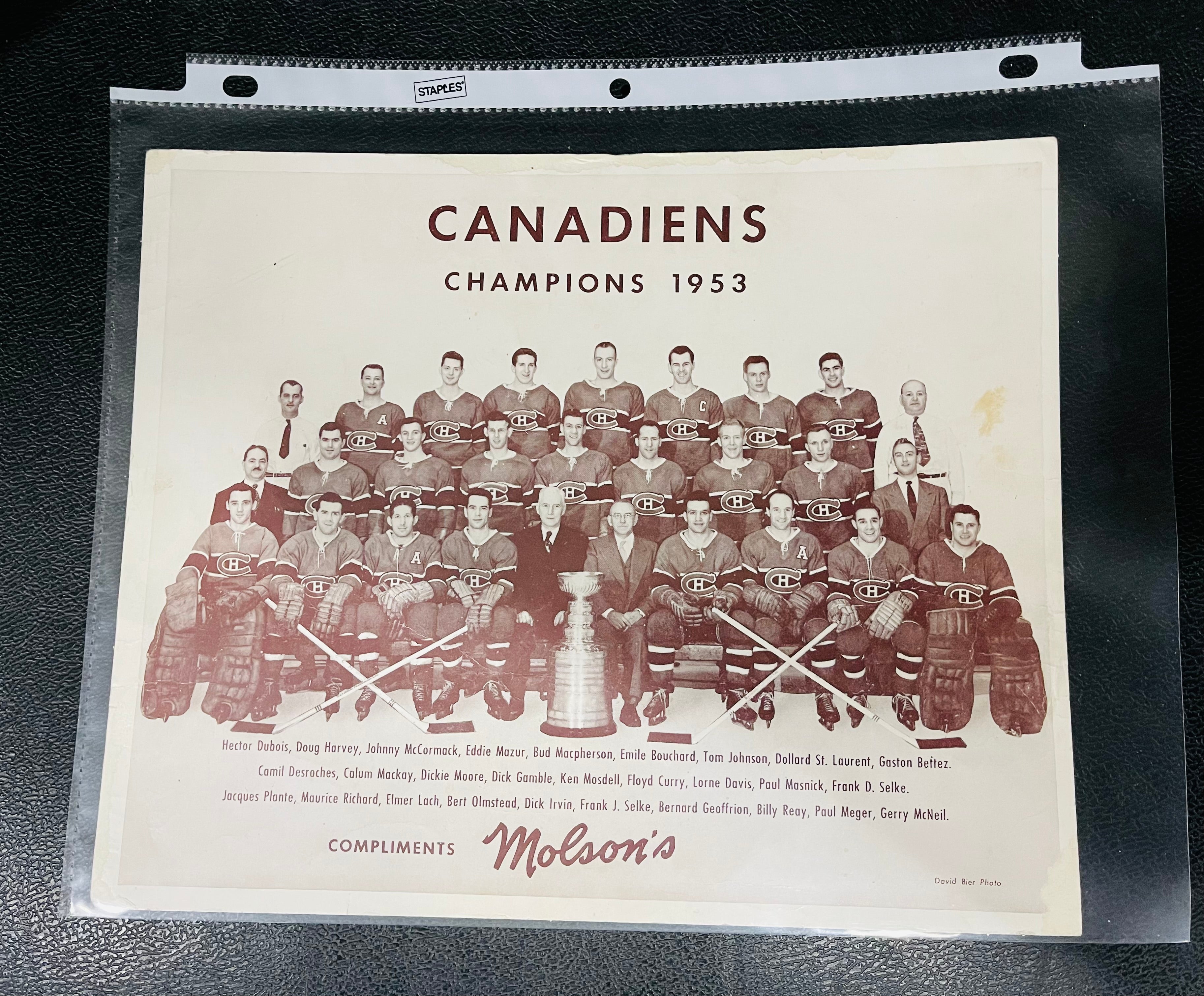 Montreal Canadiens rare team photo Molsons 1953