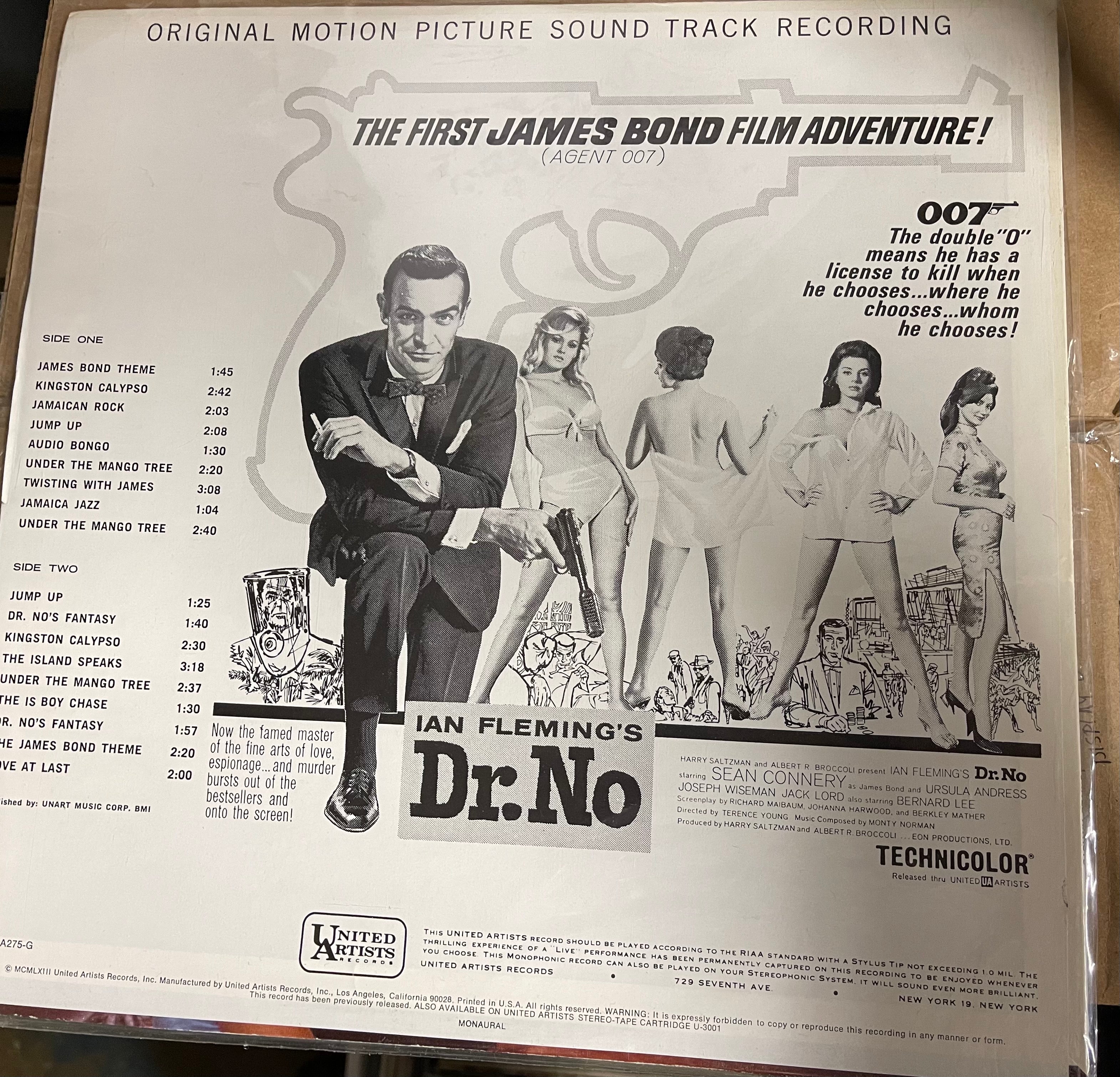 Dr. No James Bond movie vintage record album 1963