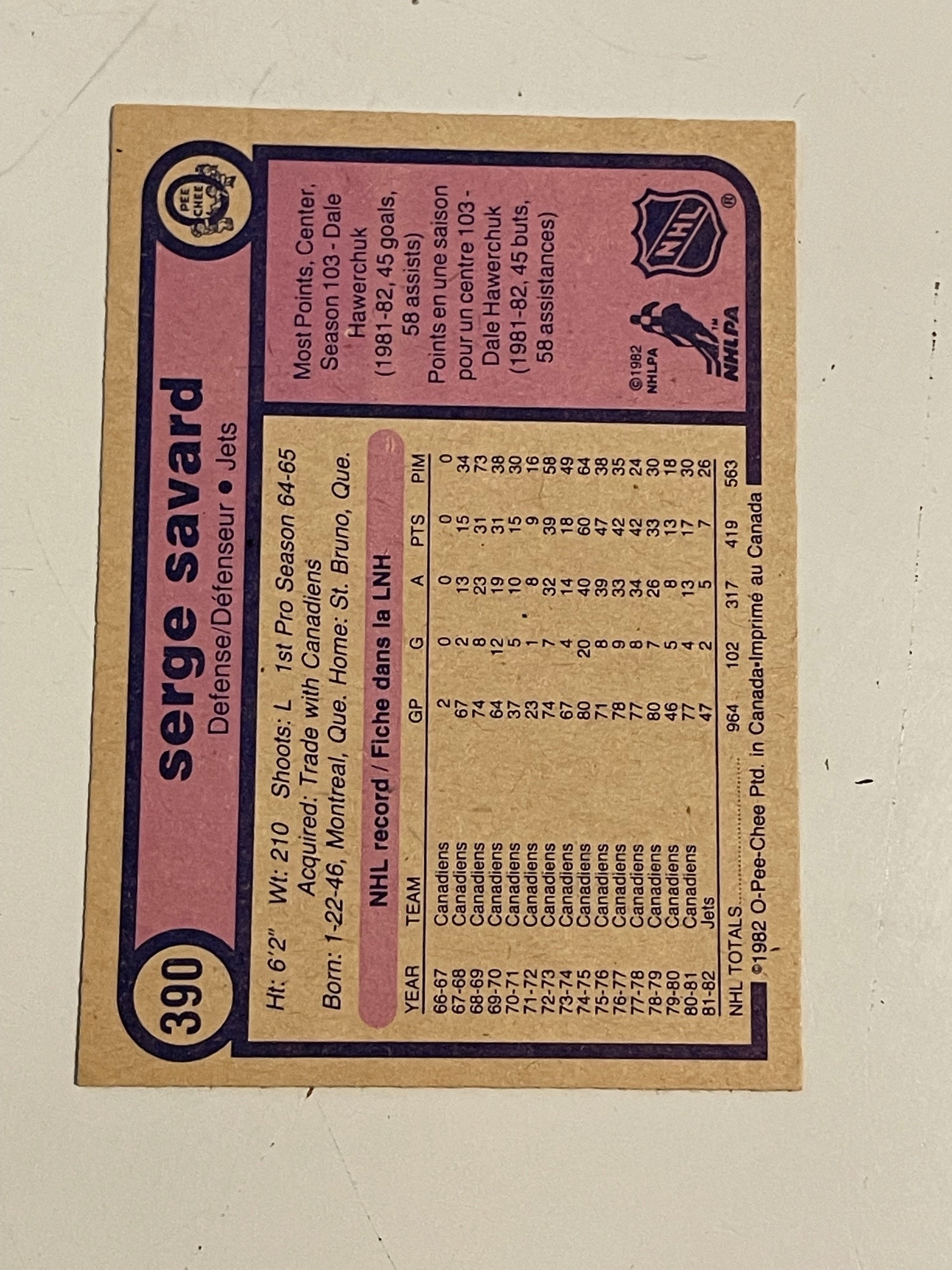 Serge Savard autograph in person hockey card certified by PSA/DNA