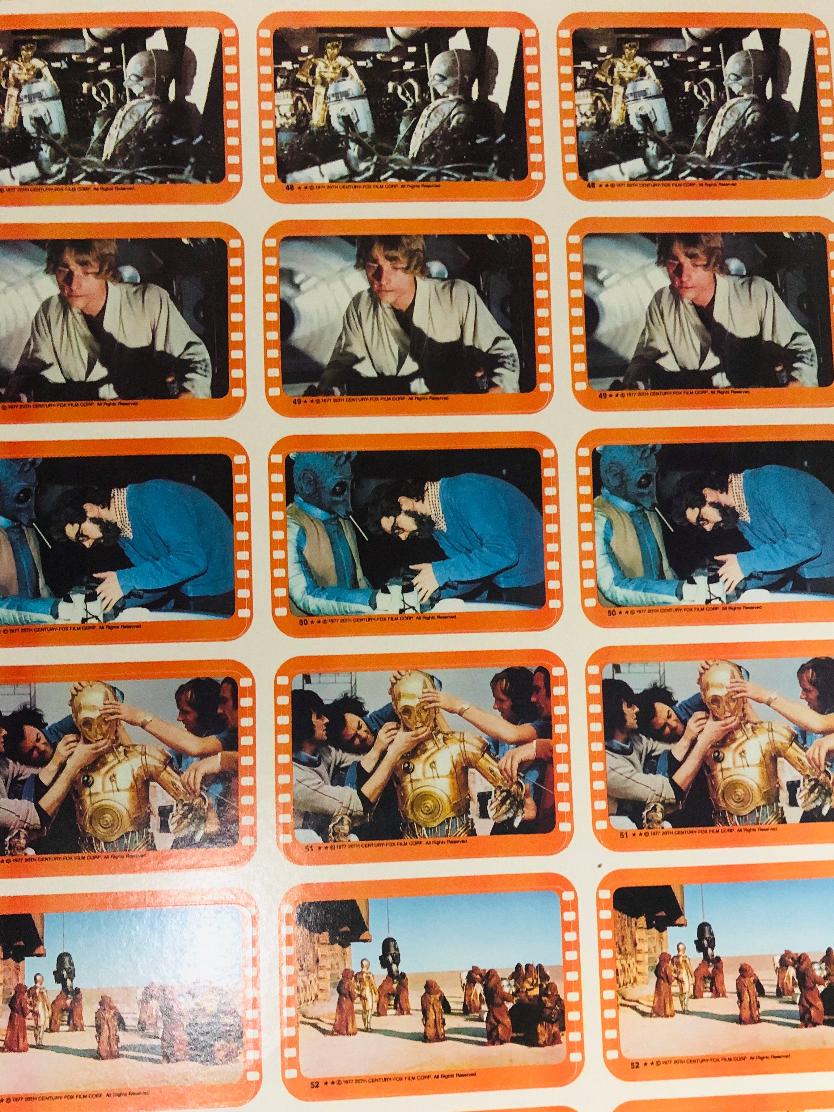 1977 Star Wars series 5 stickers rare full uncut sheet