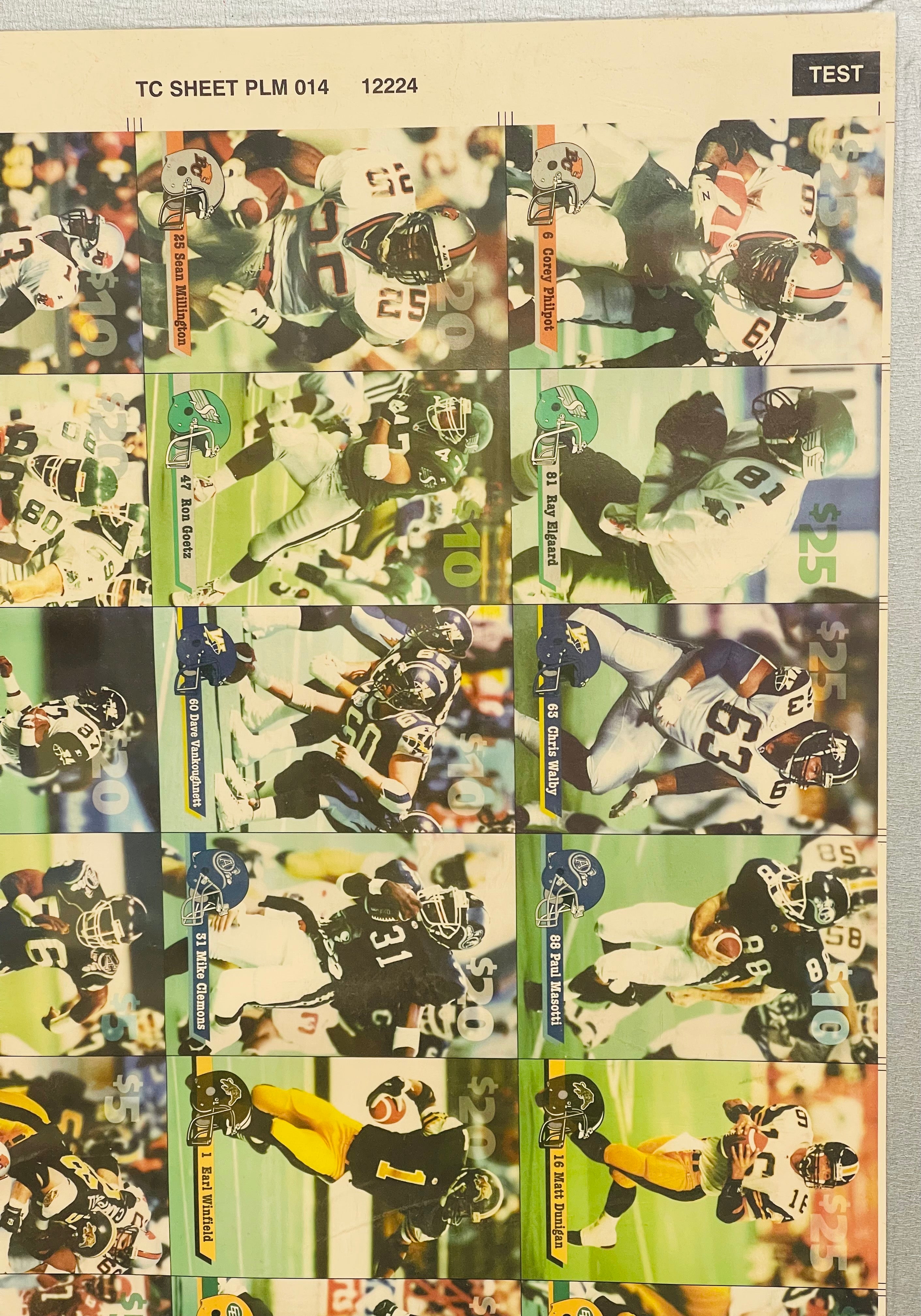 CFL football rare test issued uncut cards sheet shrink wrapped 1990s