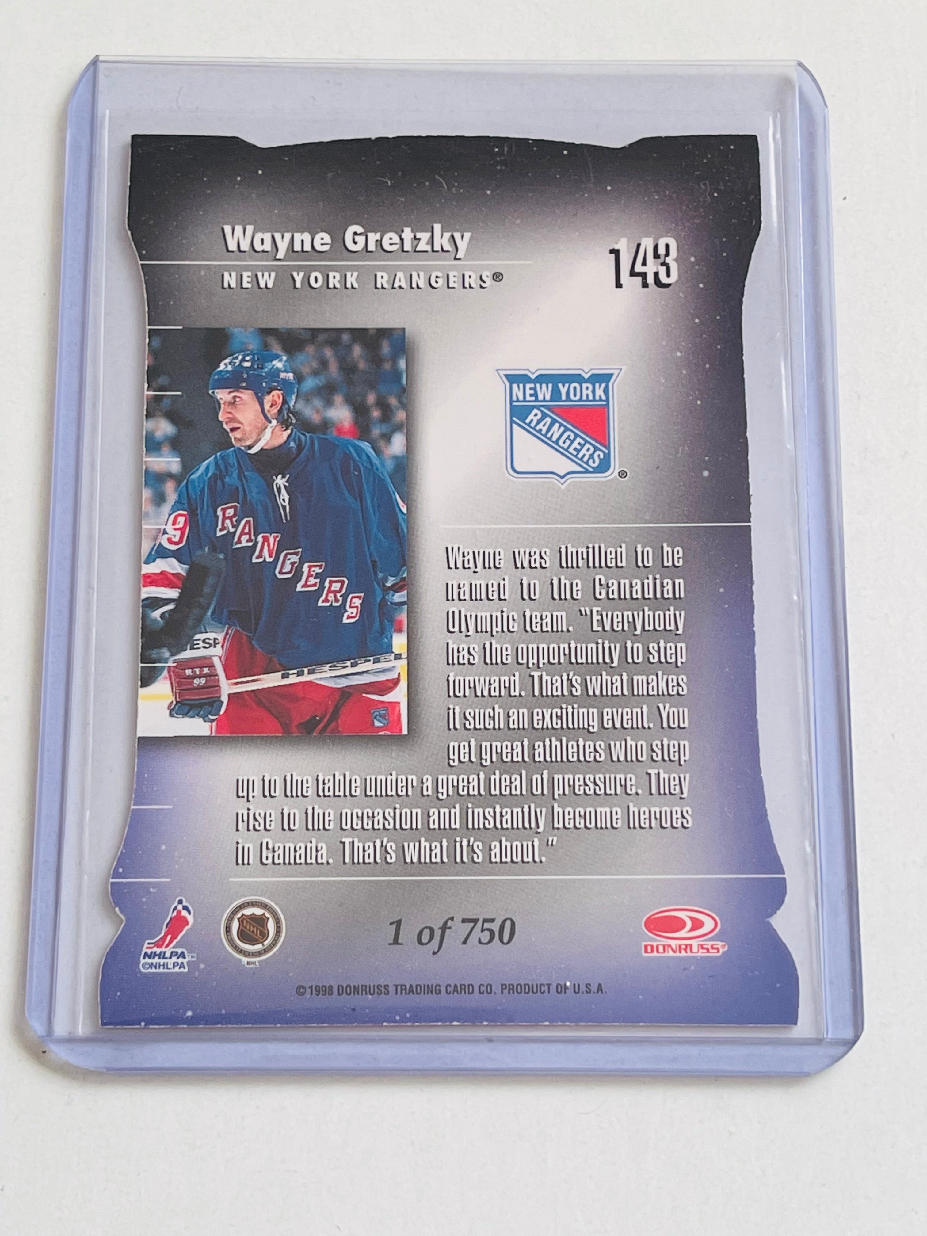 Wayne Gretzky Donruss Elite Hockey numbered insert card 1998